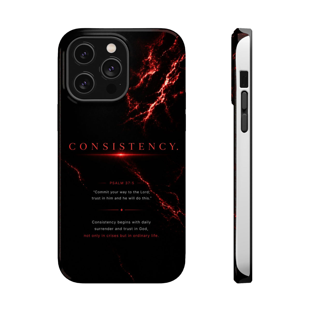 Phone Case for iPhone 17 / 16 / 15 / 14 Pro Max – Discipline | Black Marble Dark Red | MagSafe Compatible
