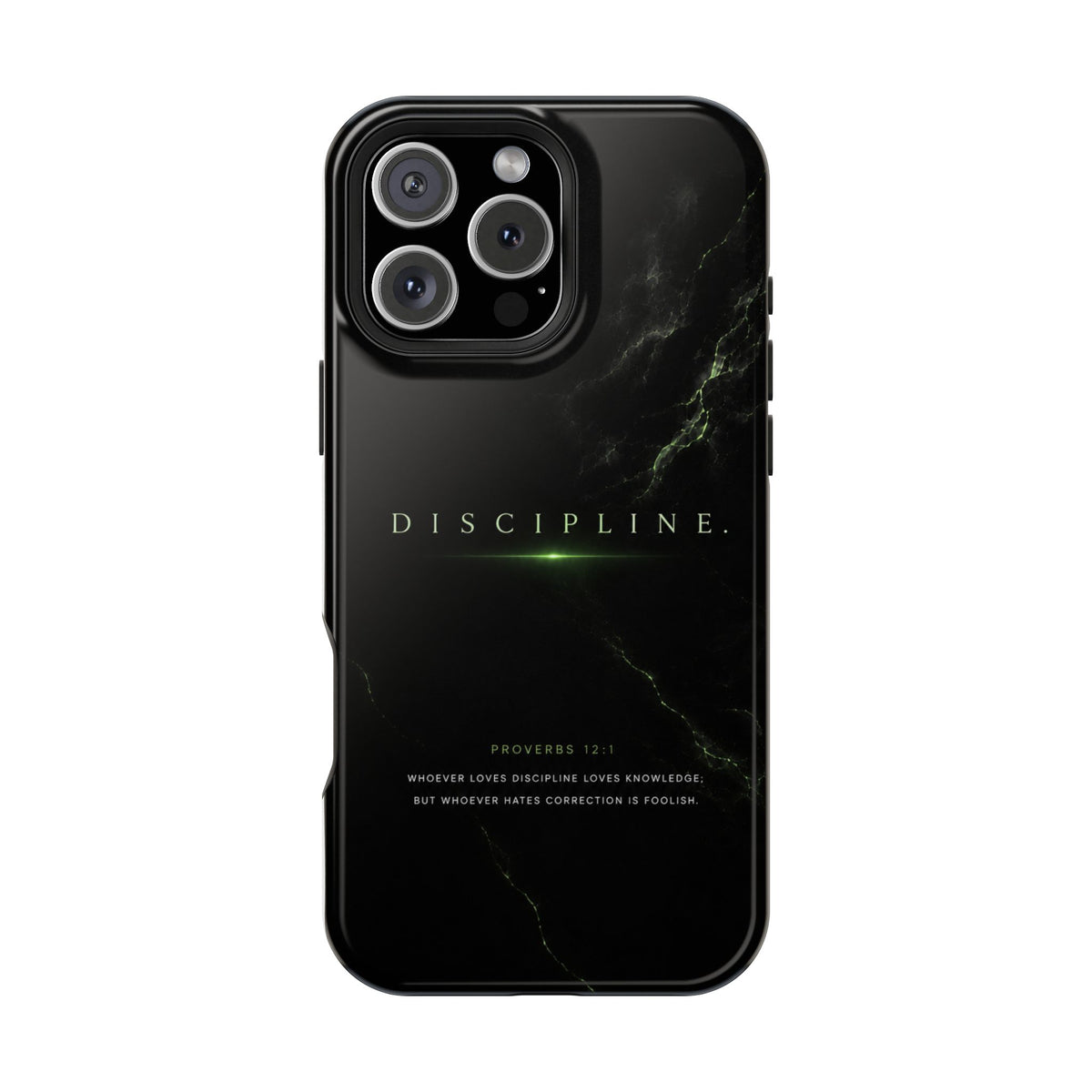 Phone Case for iPhone 17 / 16 / 15 / 14 Pro Max – Discipline | Black Marble Emerald Green | MagSafe Compatible