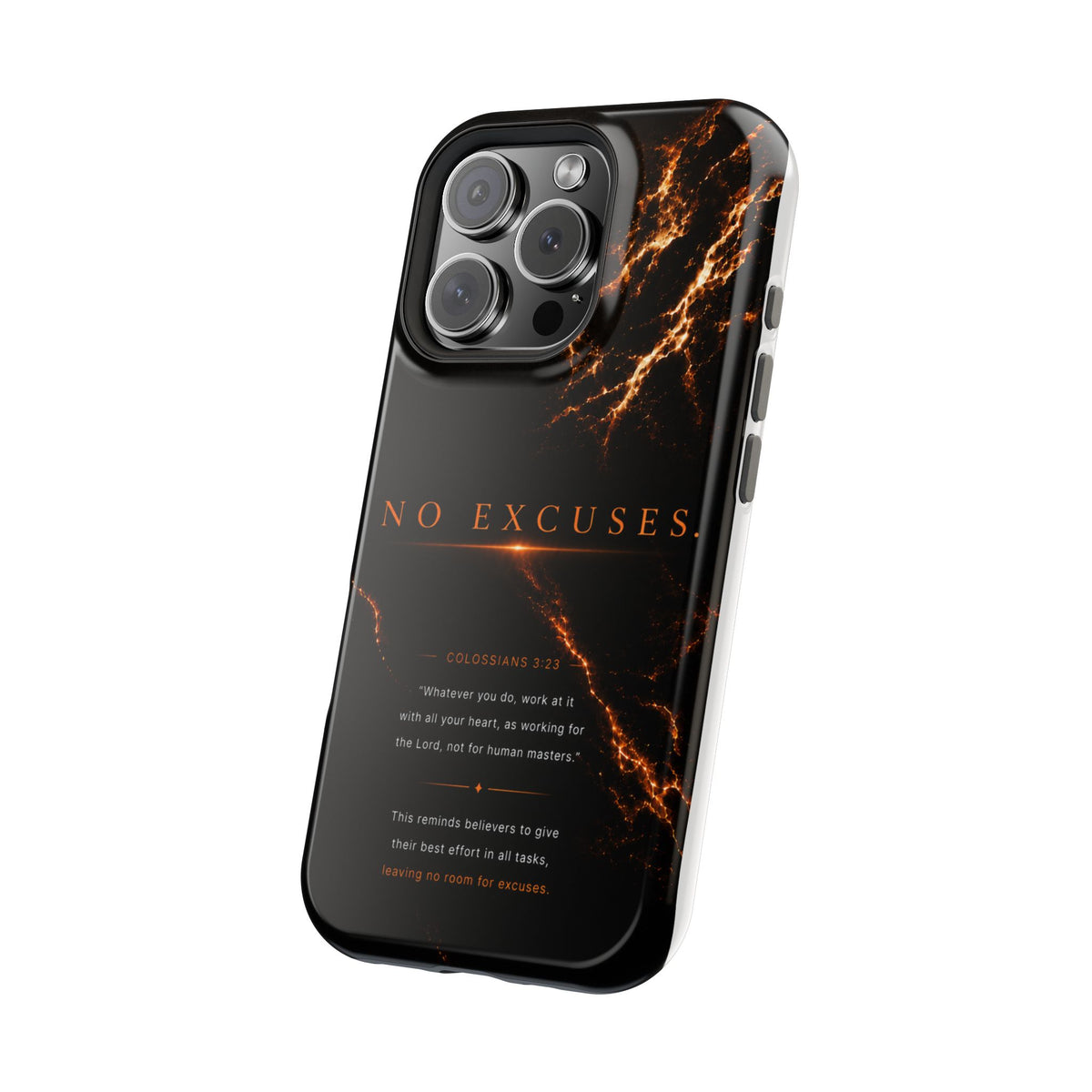 Phone Case for iPhone 17 / 16 / 15 / 14 Pro Max – Discipline | Black Marble Orange | MagSafe Compatible