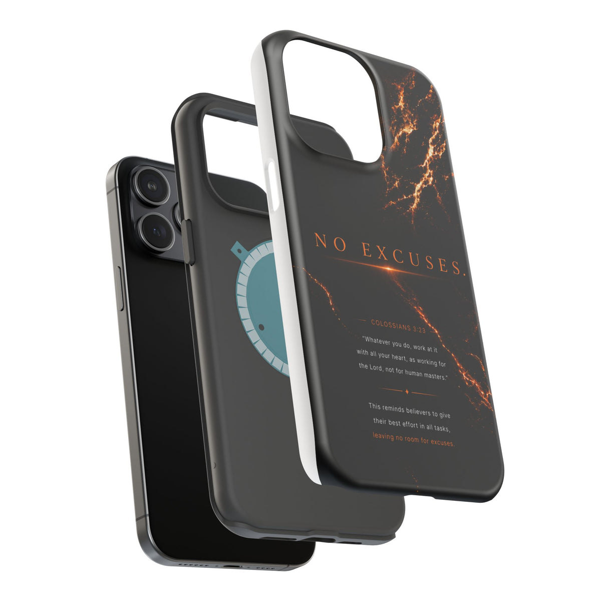 Phone Case for iPhone 17 / 16 / 15 / 14 Pro Max – Discipline | Black Marble Orange | MagSafe Compatible