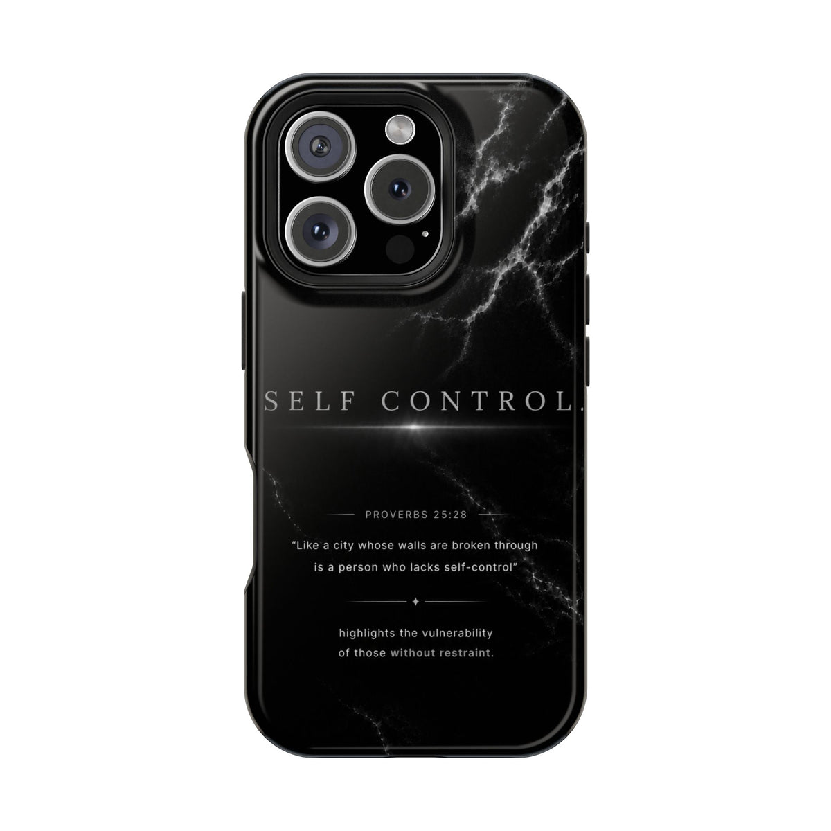 Phone Case for iPhone 17 / 16 / 15 / 14 Pro Max – Discipline | Black Marble Monochrome | MagSafe Compatible