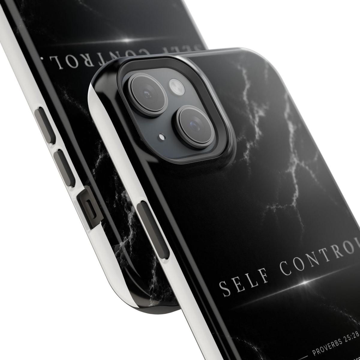 Phone Case for iPhone 17 / 16 / 15 / 14 Pro Max – Discipline | Black Marble Monochrome | MagSafe Compatible
