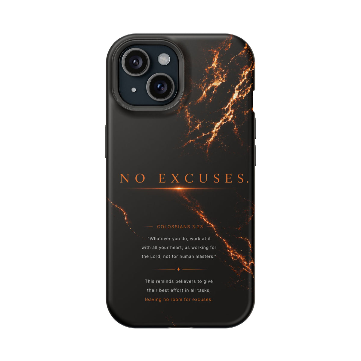 Phone Case for iPhone 17 / 16 / 15 / 14 Pro Max – Discipline | Black Marble Orange | MagSafe Compatible