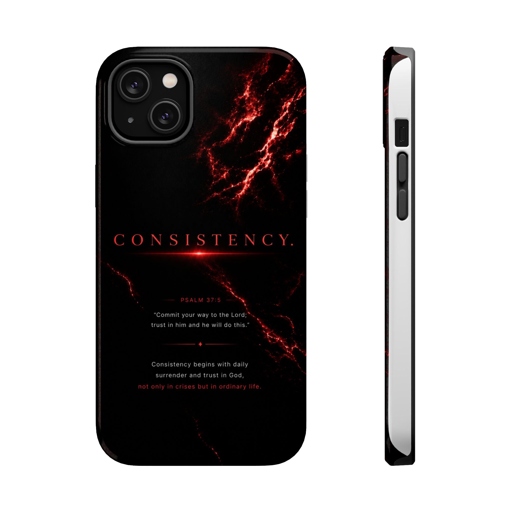 Phone Case for iPhone 17 / 16 / 15 / 14 Pro Max – Discipline | Black Marble Dark Red | MagSafe Compatible
