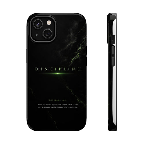 Phone Case for iPhone 17 / 16 / 15 / 14 Pro Max – Discipline | Black Marble Emerald Green | MagSafe Compatible
