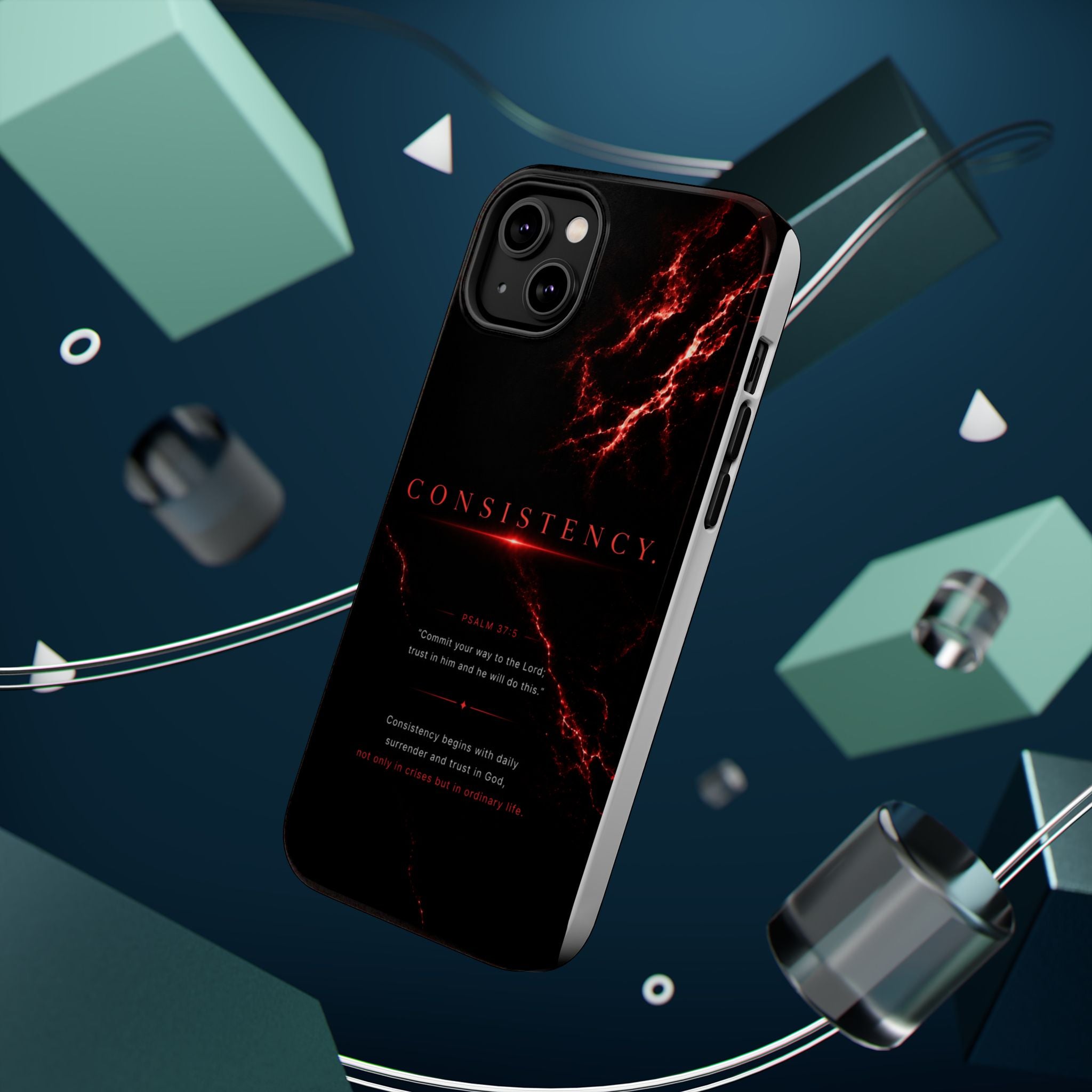 Phone Case for iPhone 17 / 16 / 15 / 14 Pro Max – Discipline | Black Marble Dark Red | MagSafe Compatible