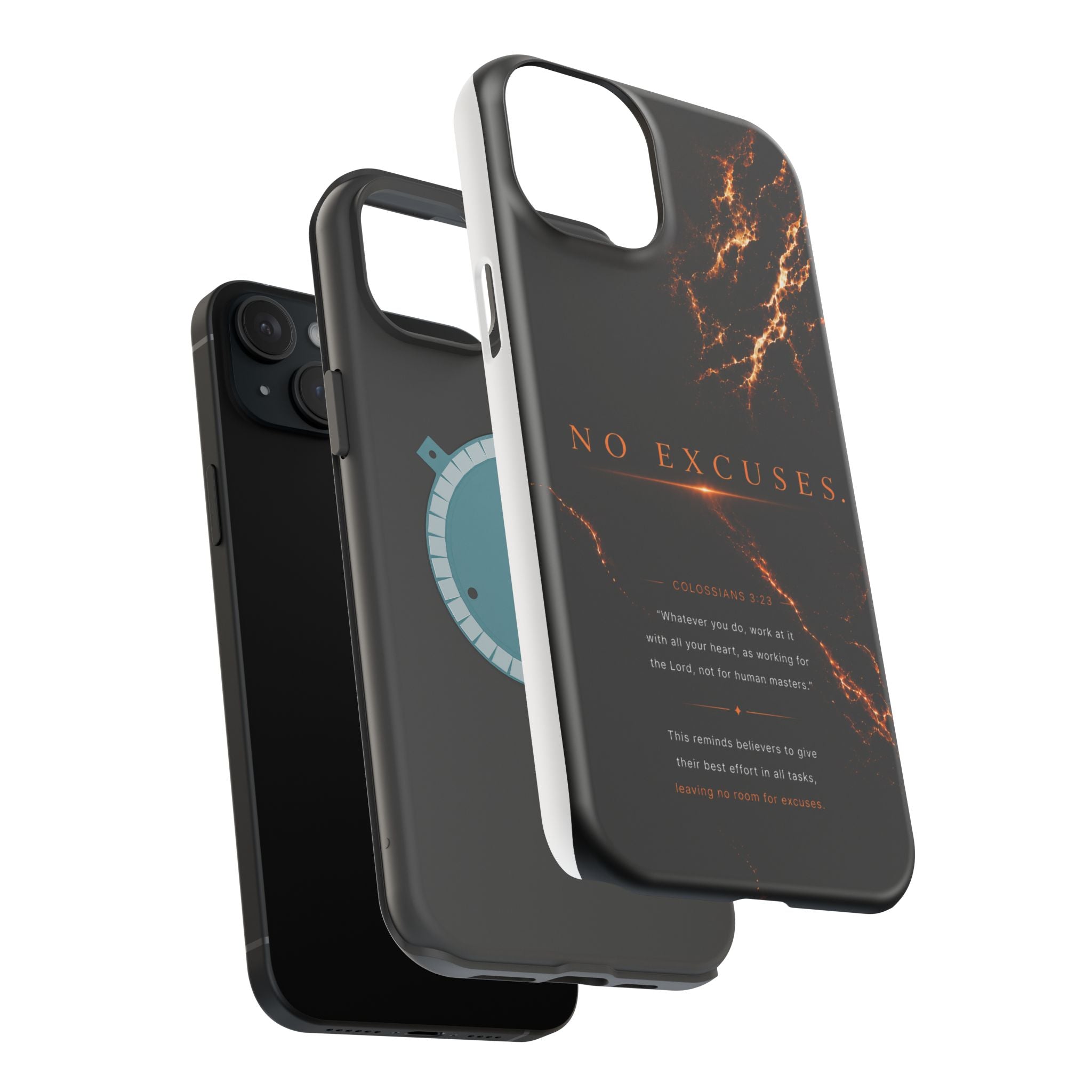 Phone Case for iPhone 17 / 16 / 15 / 14 Pro Max – Discipline | Black Marble Orange | MagSafe Compatible