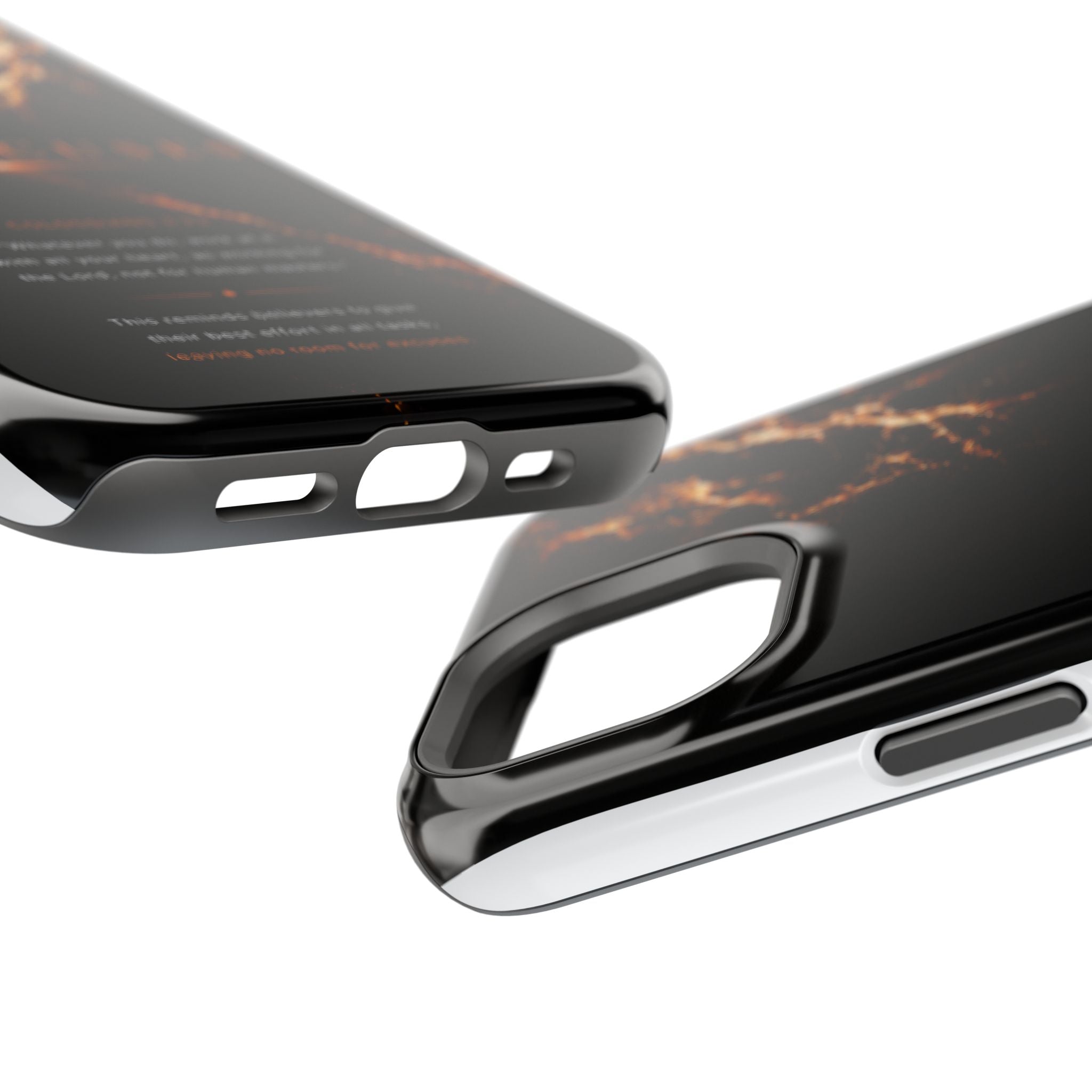 Phone Case for iPhone 17 / 16 / 15 / 14 Pro Max – Discipline | Black Marble Orange | MagSafe Compatible