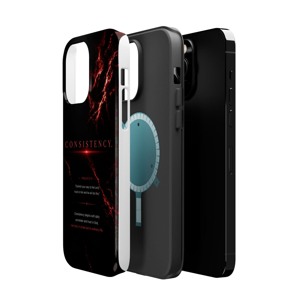 Phone Case for iPhone 17 / 16 / 15 / 14 Pro Max – Discipline | Black Marble Dark Red | MagSafe Compatible