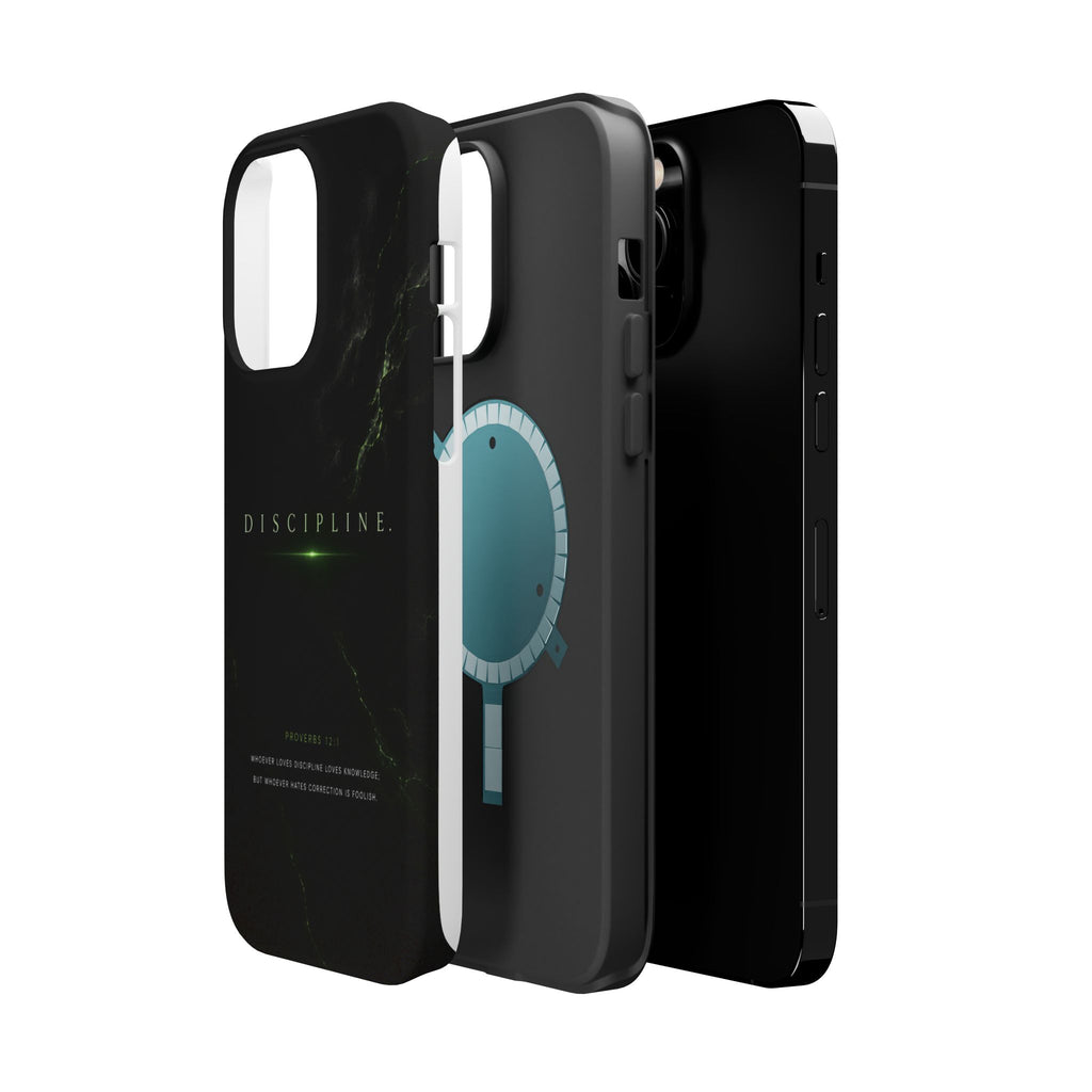 Phone Case for iPhone 17 / 16 / 15 / 14 Pro Max – Discipline | Black Marble Emerald Green | MagSafe Compatible