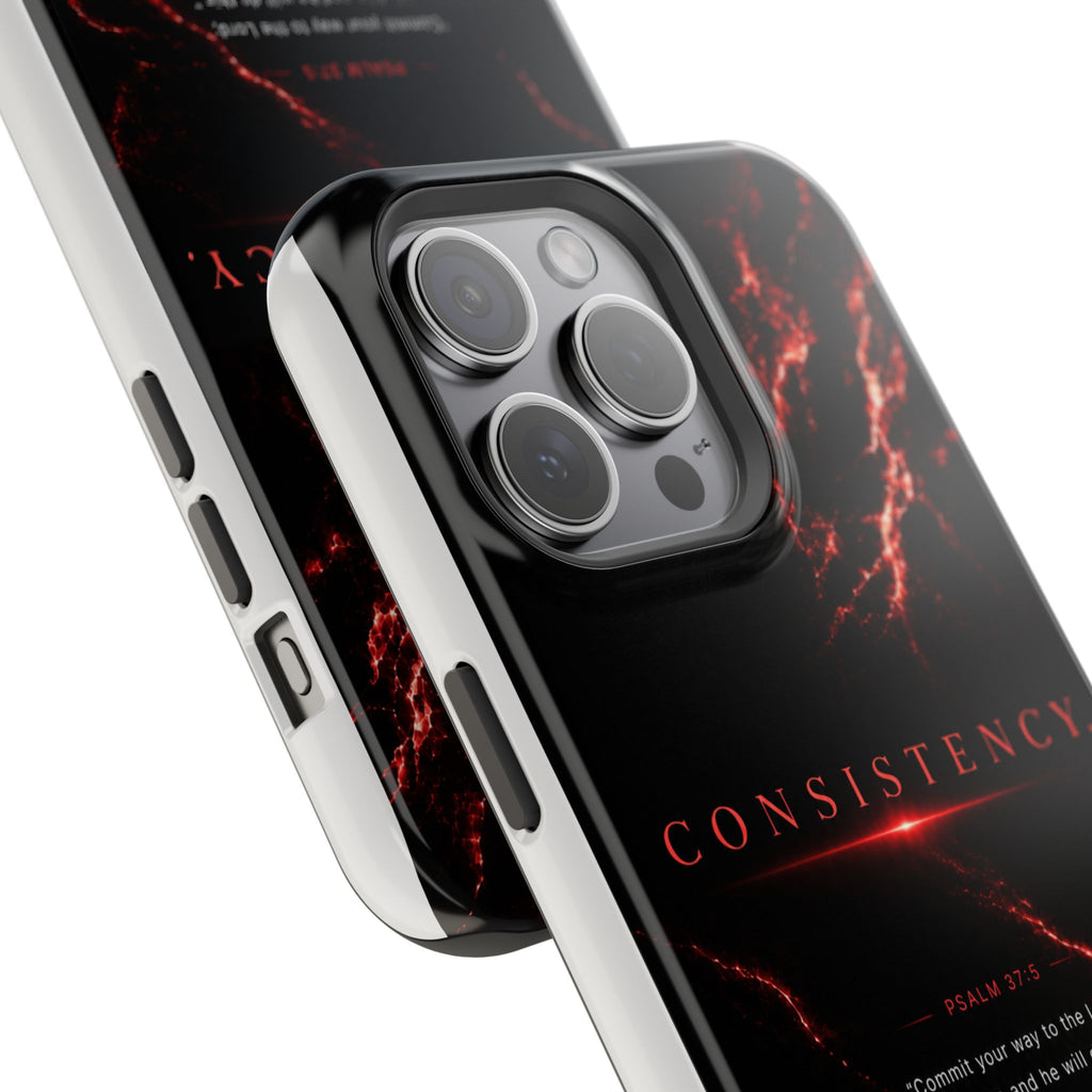 Phone Case for iPhone 17 / 16 / 15 / 14 Pro Max – Discipline | Black Marble Dark Red | MagSafe Compatible