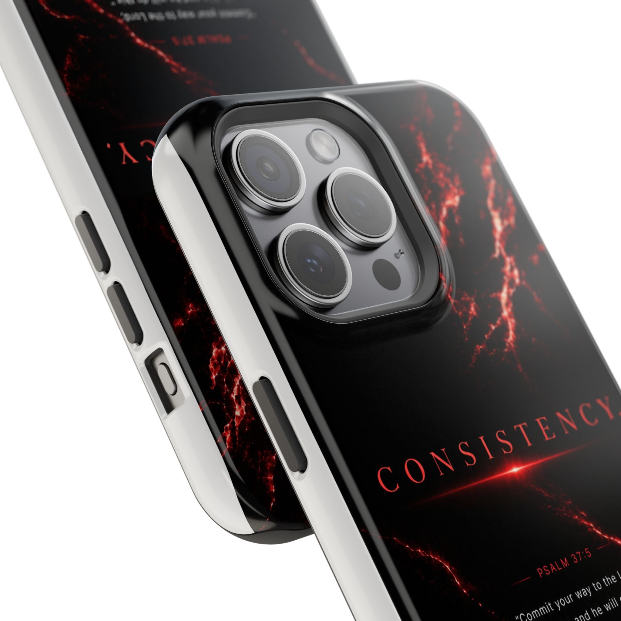 Phone Case for iPhone 17 / 16 / 15 / 14 Pro Max – Discipline | Black Marble Dark Red | MagSafe Compatible