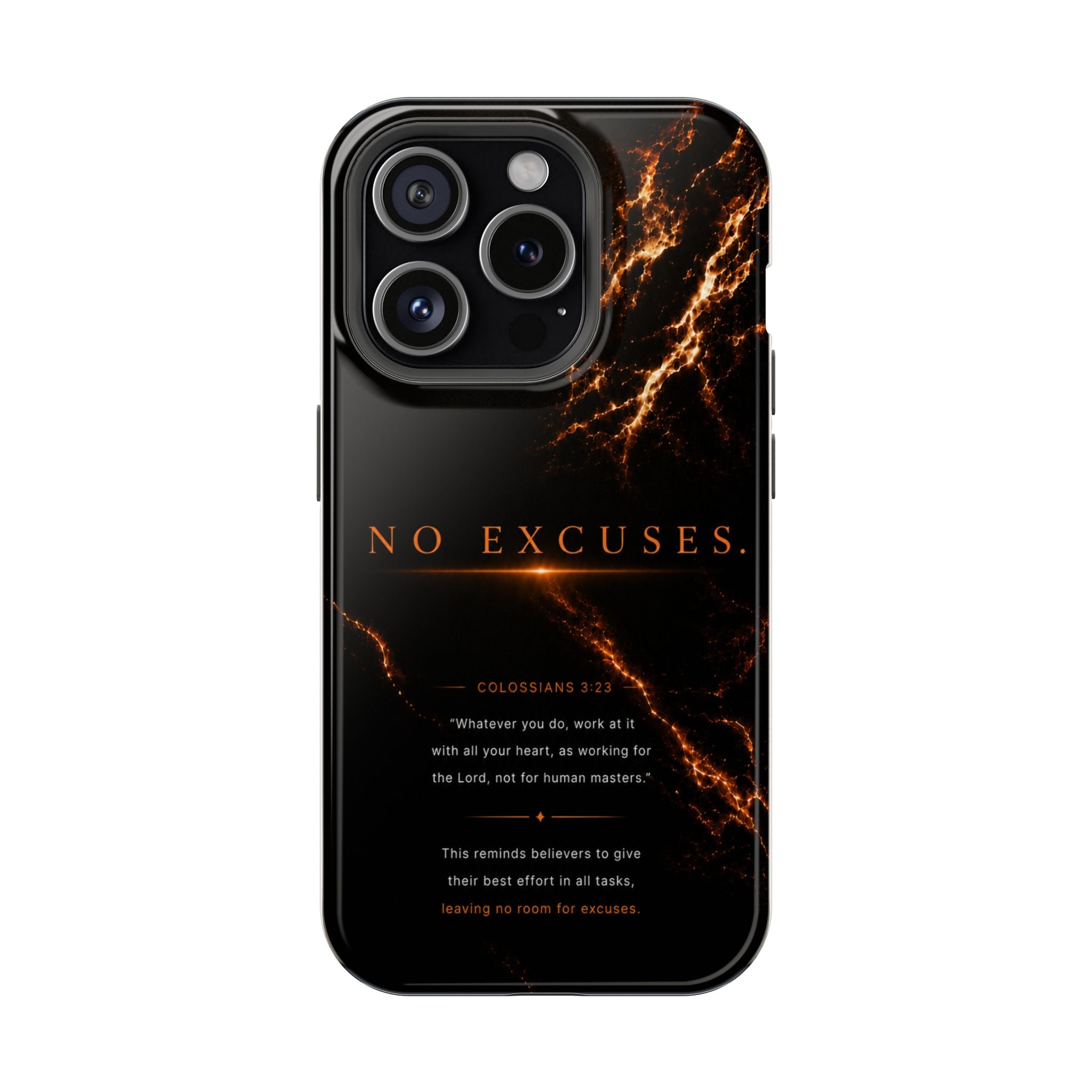 Phone Case for iPhone 17 / 16 / 15 / 14 Pro Max – Discipline | Black Marble Orange | MagSafe Compatible
