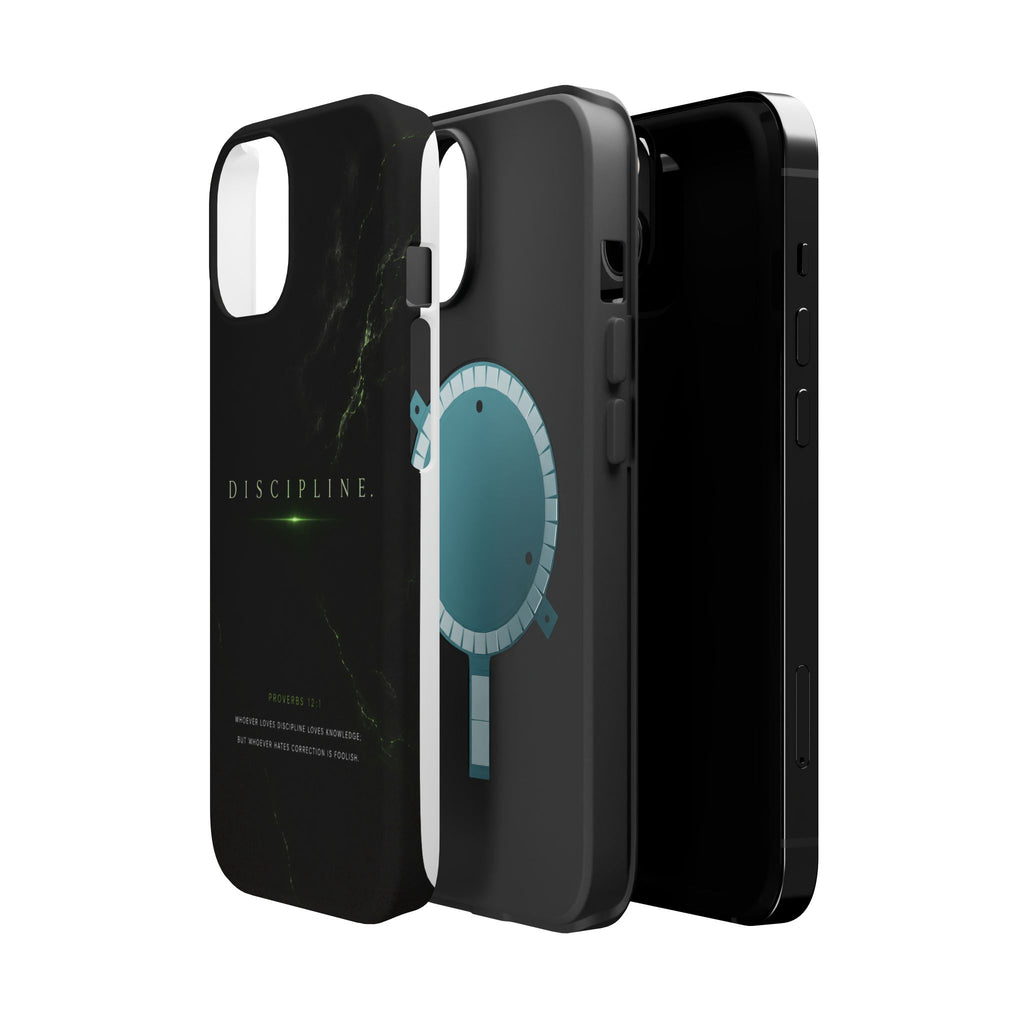Phone Case for iPhone 17 / 16 / 15 / 14 Pro Max – Discipline | Black Marble Emerald Green | MagSafe Compatible