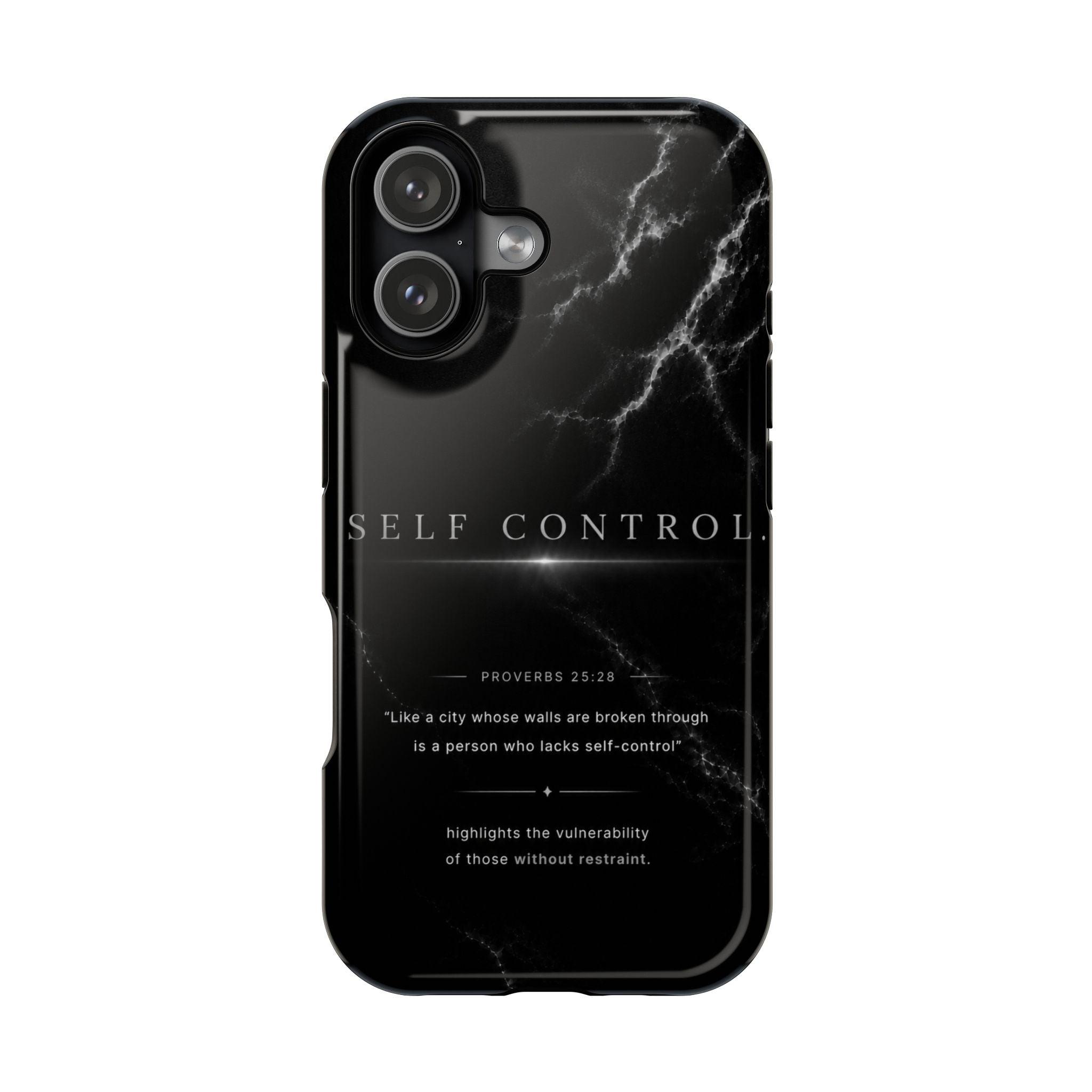 Phone Case for iPhone 17 / 16 / 15 / 14 Pro Max – Discipline | Black Marble Monochrome | MagSafe Compatible