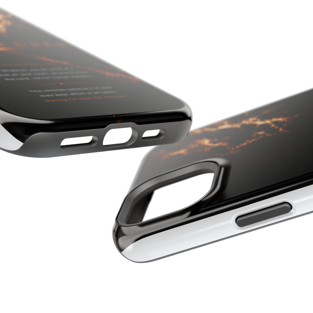 Phone Case for iPhone 17 / 16 / 15 / 14 Pro Max – Discipline | Black Marble Orange | MagSafe Compatible