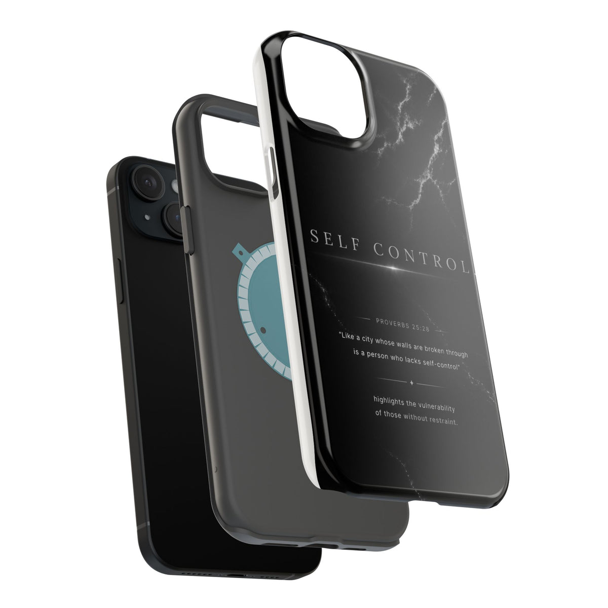 Phone Case for iPhone 17 / 16 / 15 / 14 Pro Max – Discipline | Black Marble Monochrome | MagSafe Compatible