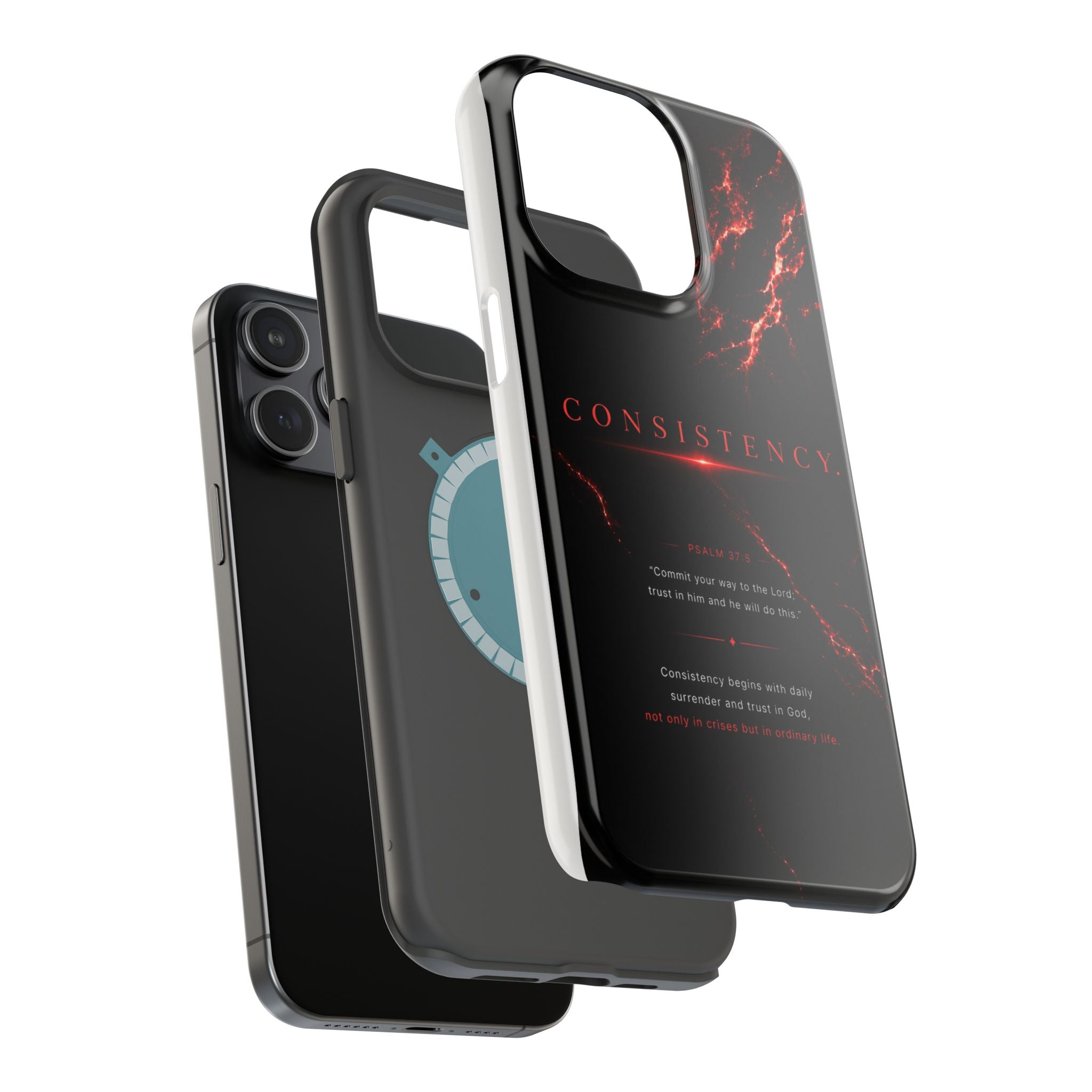 Phone Case for iPhone 17 / 16 / 15 / 14 Pro Max – Discipline | Black Marble Dark Red | MagSafe Compatible
