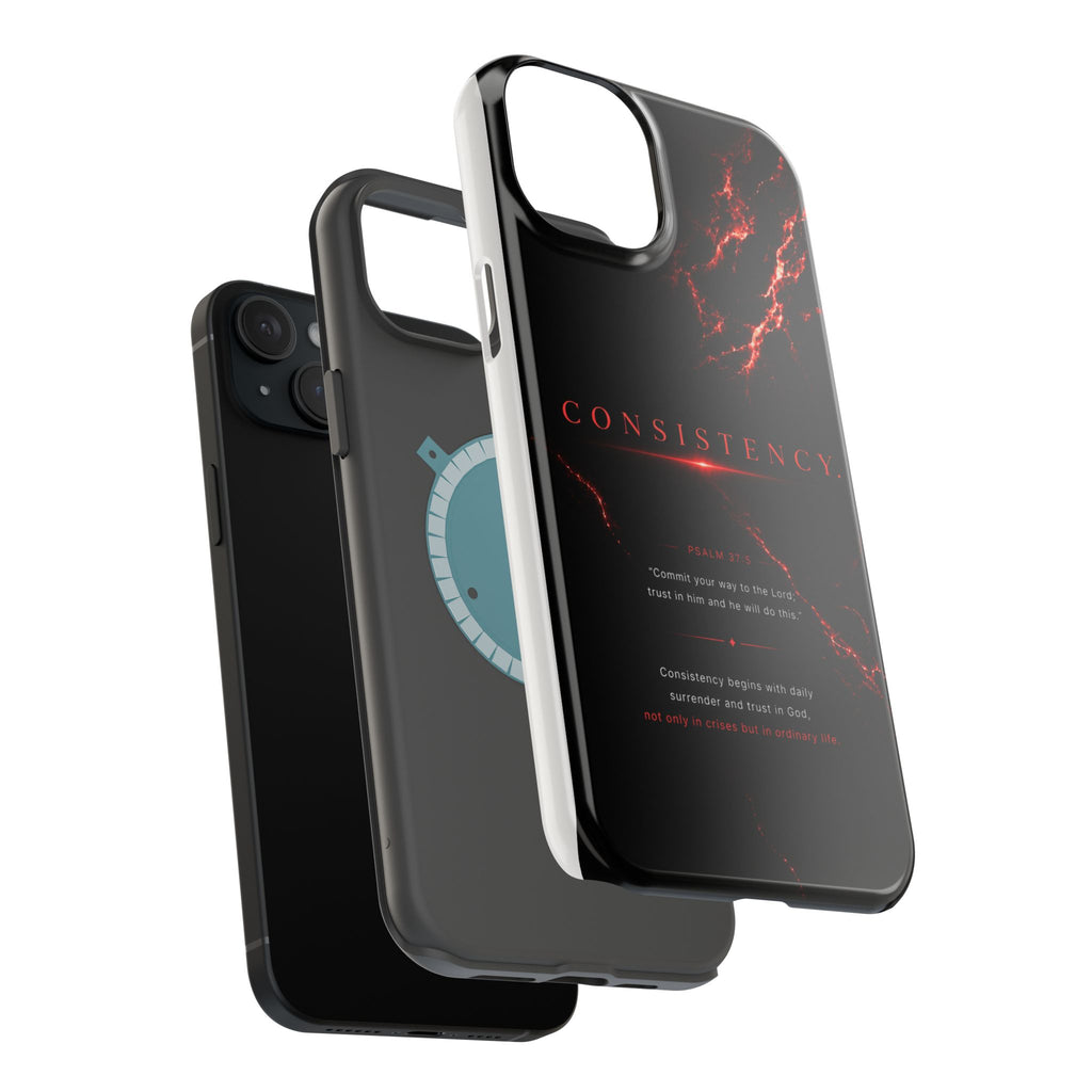 Phone Case for iPhone 17 / 16 / 15 / 14 Pro Max – Discipline | Black Marble Dark Red | MagSafe Compatible