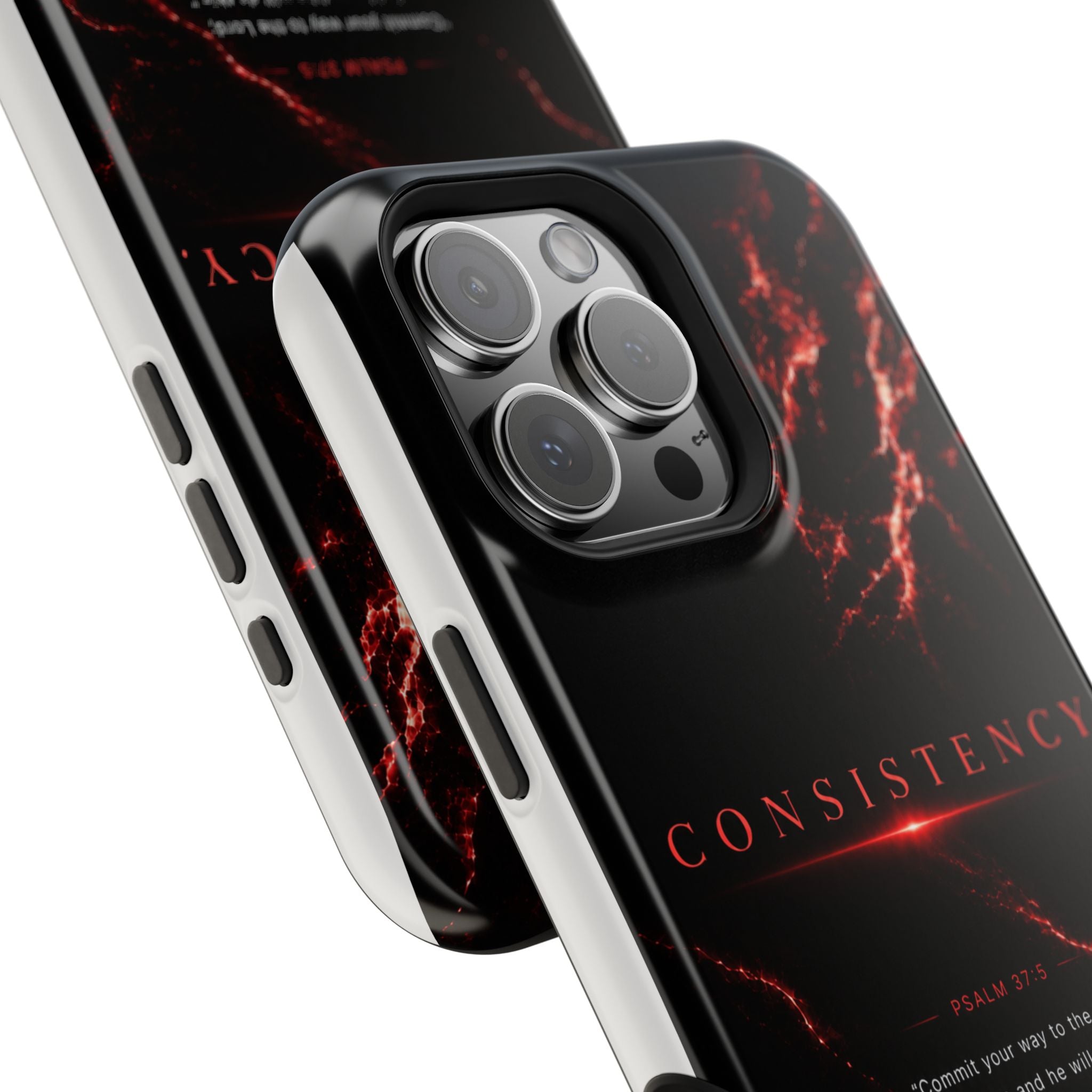 Phone Case for iPhone 17 / 16 / 15 / 14 Pro Max – Discipline | Black Marble Dark Red | MagSafe Compatible