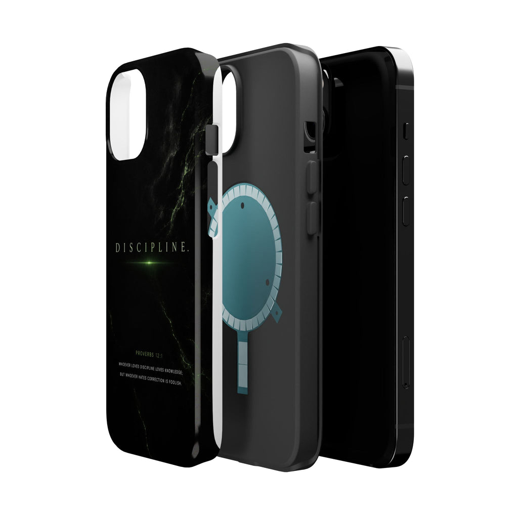 Phone Case for iPhone 17 / 16 / 15 / 14 Pro Max – Discipline | Black Marble Emerald Green | MagSafe Compatible