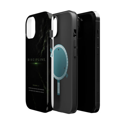 Phone Case for iPhone 17 / 16 / 15 / 14 Pro Max – Discipline | Black Marble Emerald Green | MagSafe Compatible