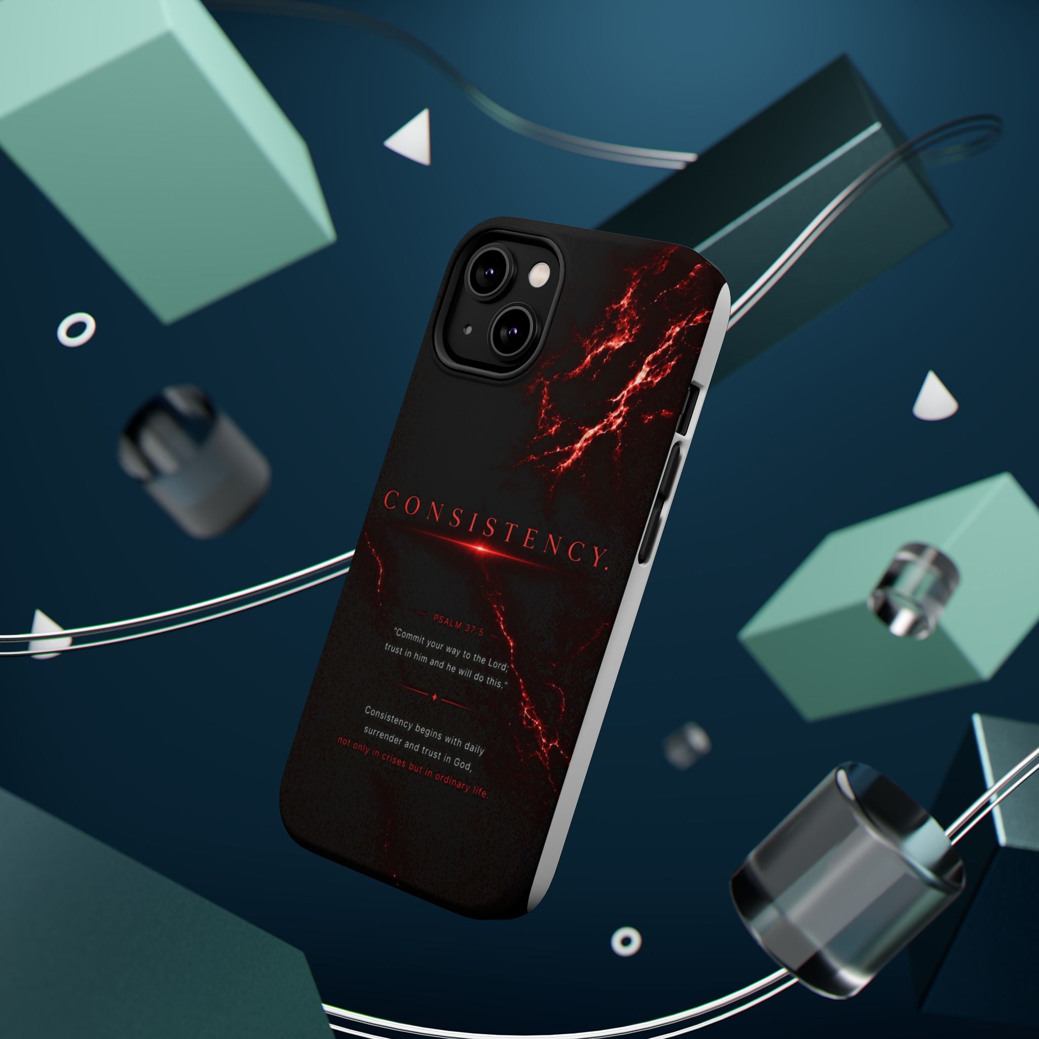 Phone Case for iPhone 17 / 16 / 15 / 14 Pro Max – Discipline | Black Marble Dark Red | MagSafe Compatible