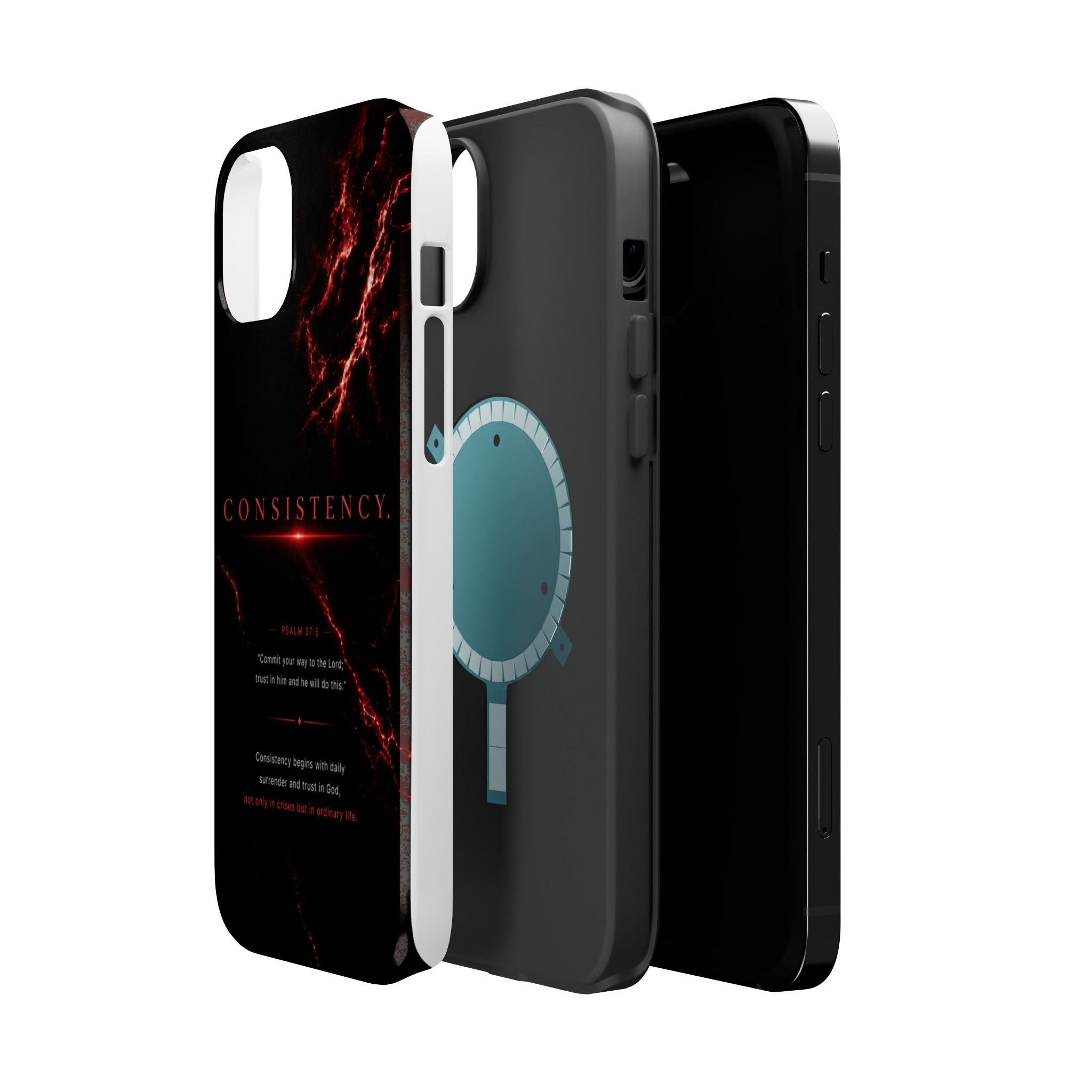 Phone Case for iPhone 17 / 16 / 15 / 14 Pro Max – Discipline | Black Marble Dark Red | MagSafe Compatible