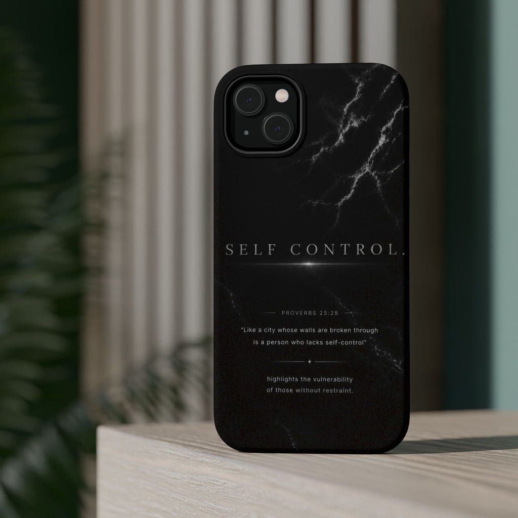 Phone Case for iPhone 17 / 16 / 15 / 14 Pro Max – Discipline | Black Marble Monochrome | MagSafe Compatible