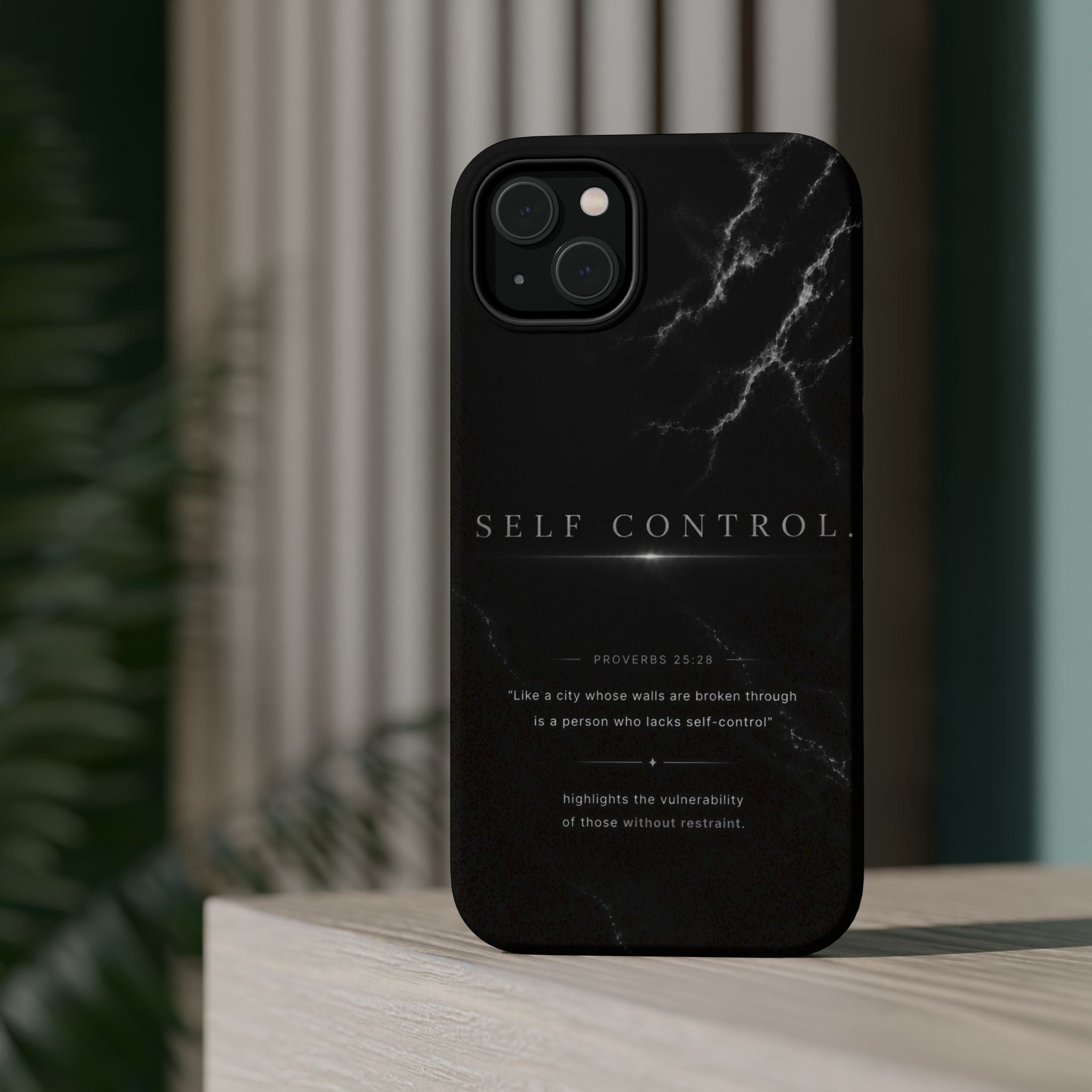 Phone Case for iPhone 17 / 16 / 15 / 14 Pro Max – Discipline | Black Marble Monochrome | MagSafe Compatible