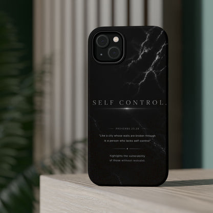 Phone Case for iPhone 17 / 16 / 15 / 14 Pro Max – Discipline | Black Marble Monochrome | MagSafe Compatible