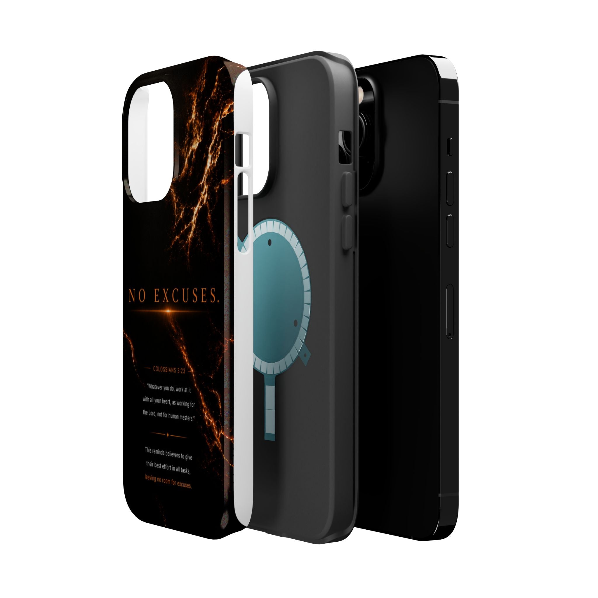 Phone Case for iPhone 17 / 16 / 15 / 14 Pro Max – Discipline | Black Marble Orange | MagSafe Compatible