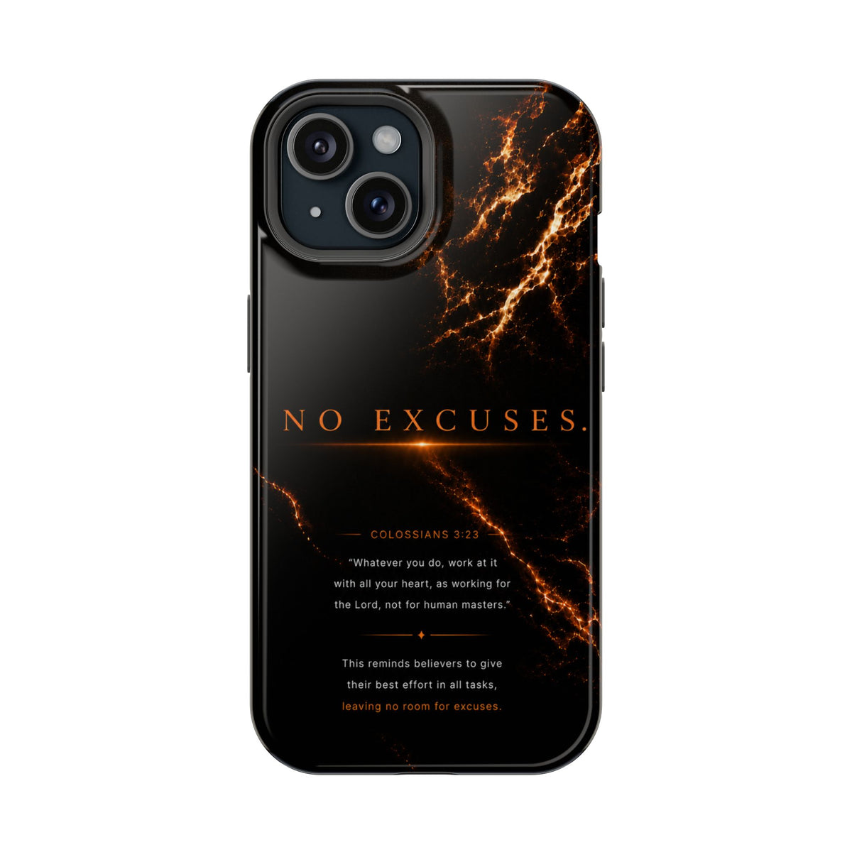 Phone Case for iPhone 17 / 16 / 15 / 14 Pro Max – Discipline | Black Marble Orange | MagSafe Compatible