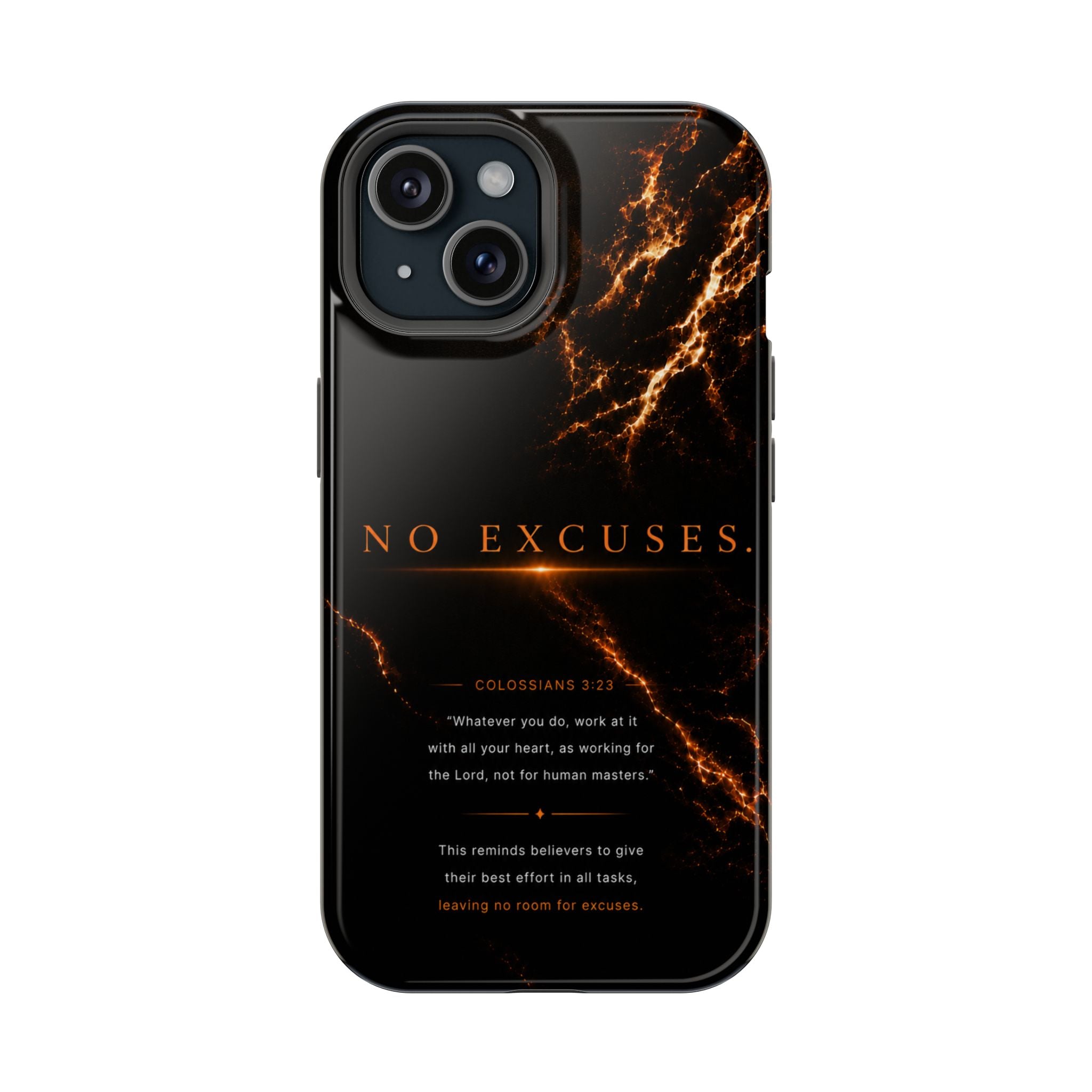 Phone Case for iPhone 17 / 16 / 15 / 14 Pro Max – Discipline | Black Marble Orange | MagSafe Compatible