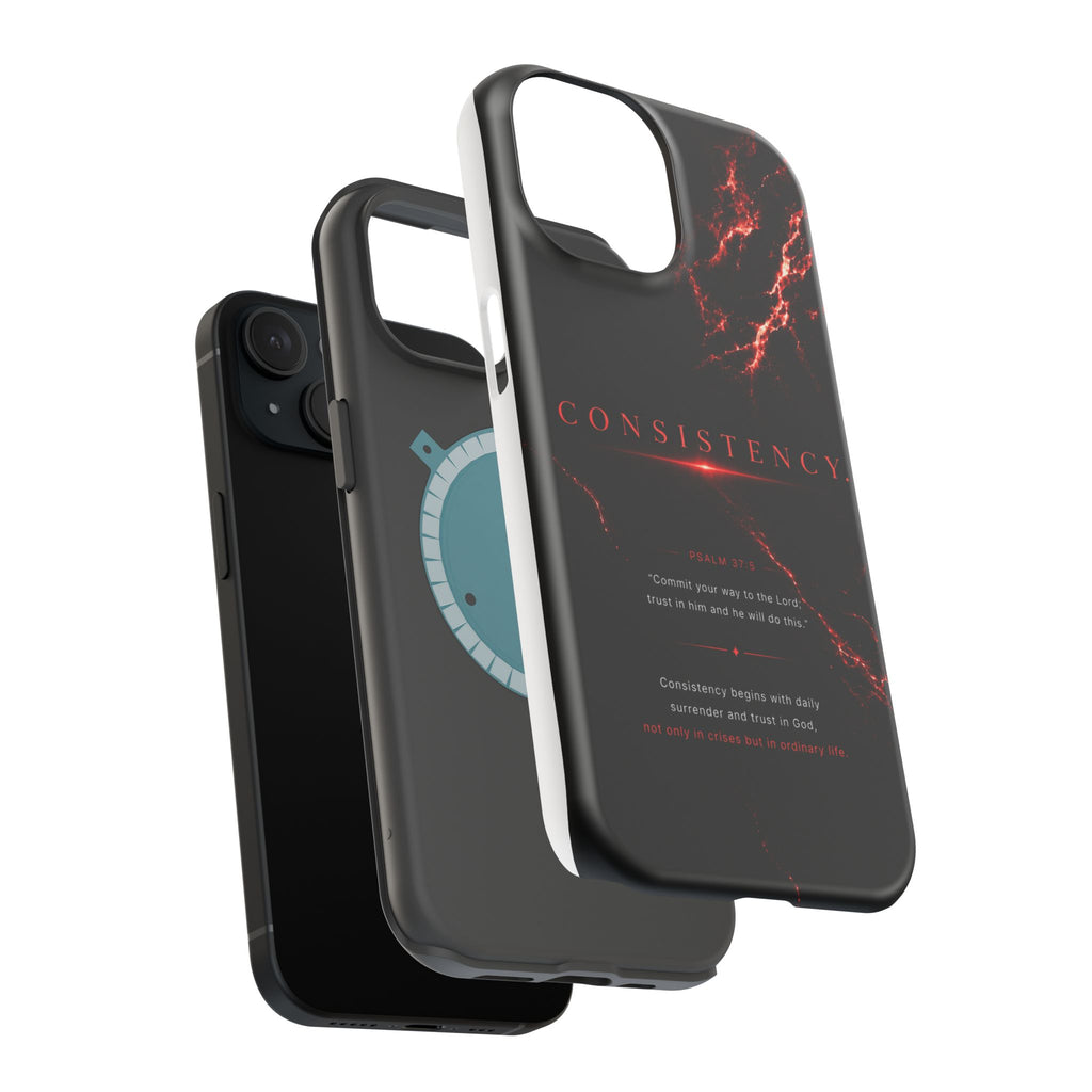 Phone Case for iPhone 17 / 16 / 15 / 14 Pro Max – Discipline | Black Marble Dark Red | MagSafe Compatible