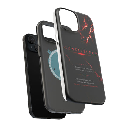 Phone Case for iPhone 17 / 16 / 15 / 14 Pro Max – Discipline | Black Marble Dark Red | MagSafe Compatible