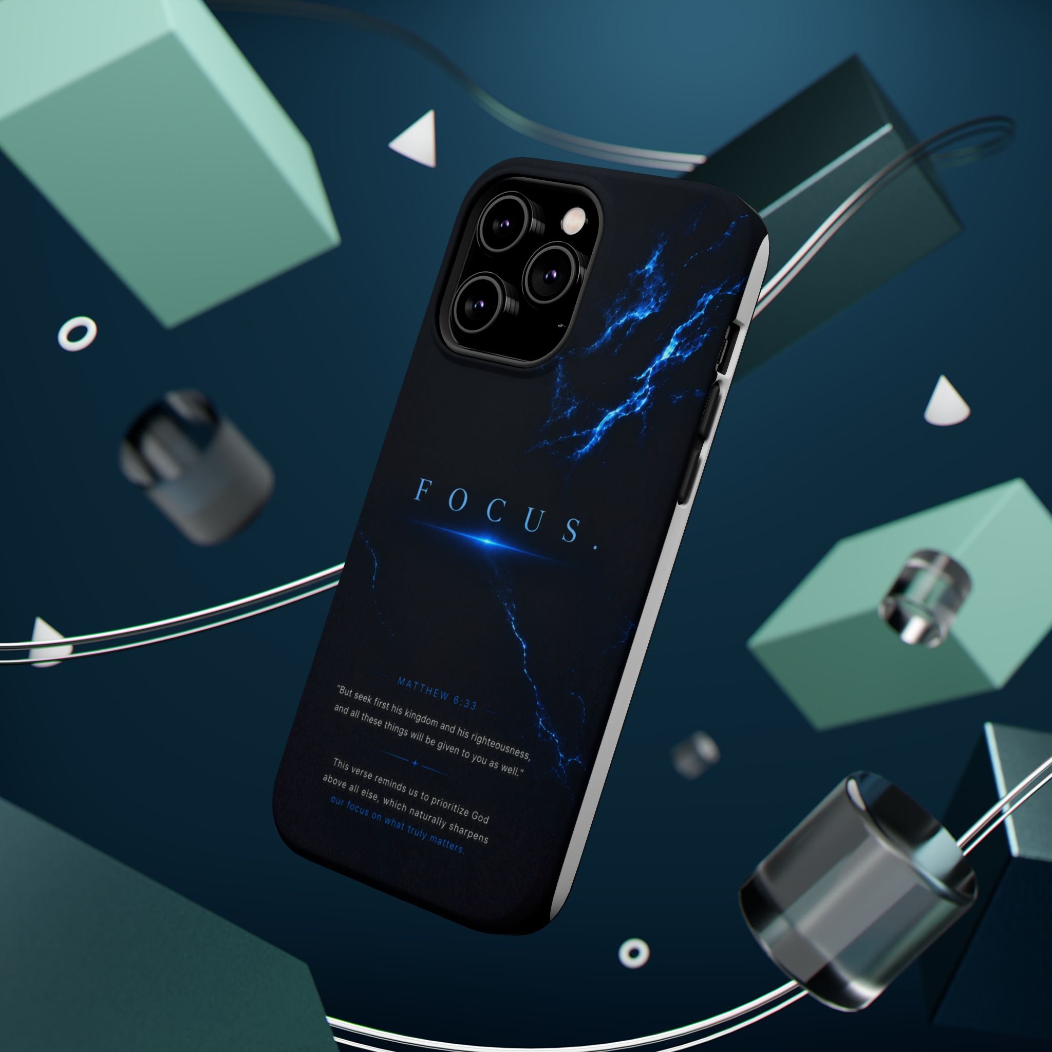Phone Case for iPhone 17 / 16 / 15 / 14 Pro Max – Discipline | Black Marble Deep Blue | MagSafe Compatible