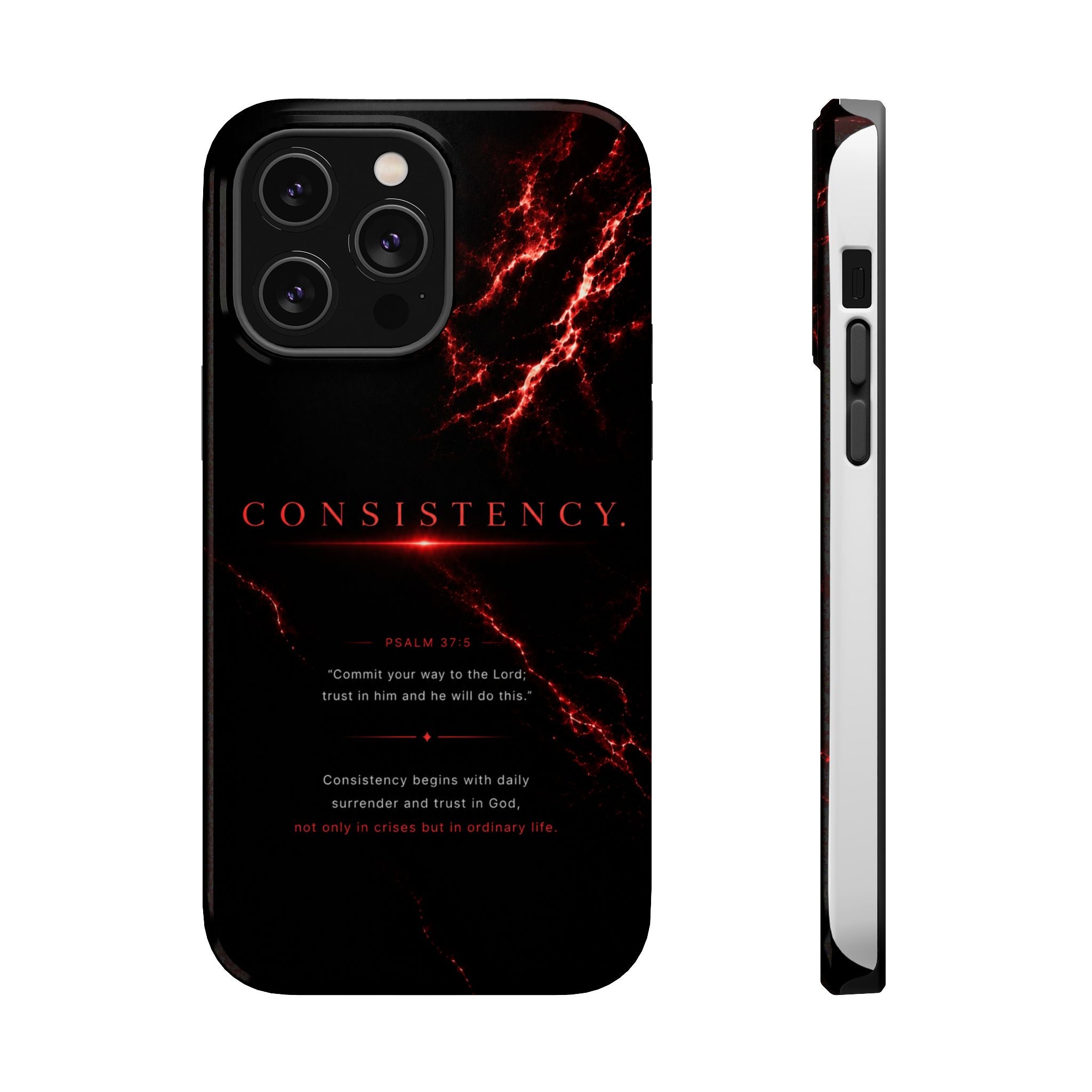 Phone Case for iPhone 17 / 16 / 15 / 14 Pro Max – Discipline | Black Marble Dark Red | MagSafe Compatible