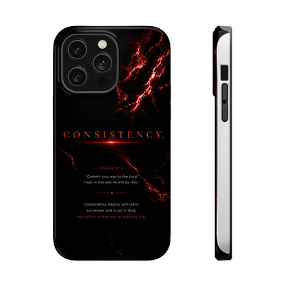 Phone Case for iPhone 17 / 16 / 15 / 14 Pro Max – Discipline | Black Marble Dark Red | MagSafe Compatible