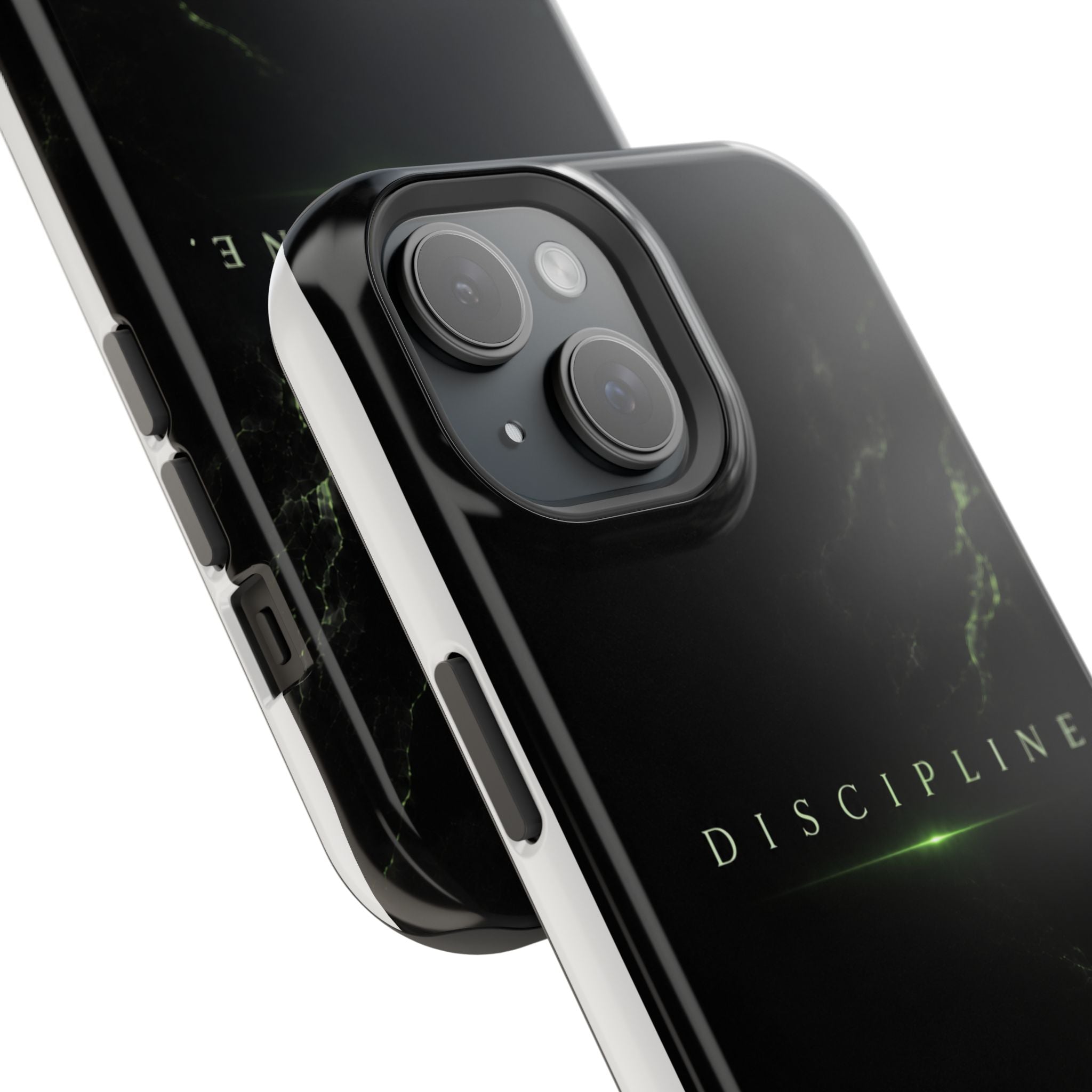 Phone Case for iPhone 17 / 16 / 15 / 14 Pro Max – Discipline | Black Marble Emerald Green | MagSafe Compatible