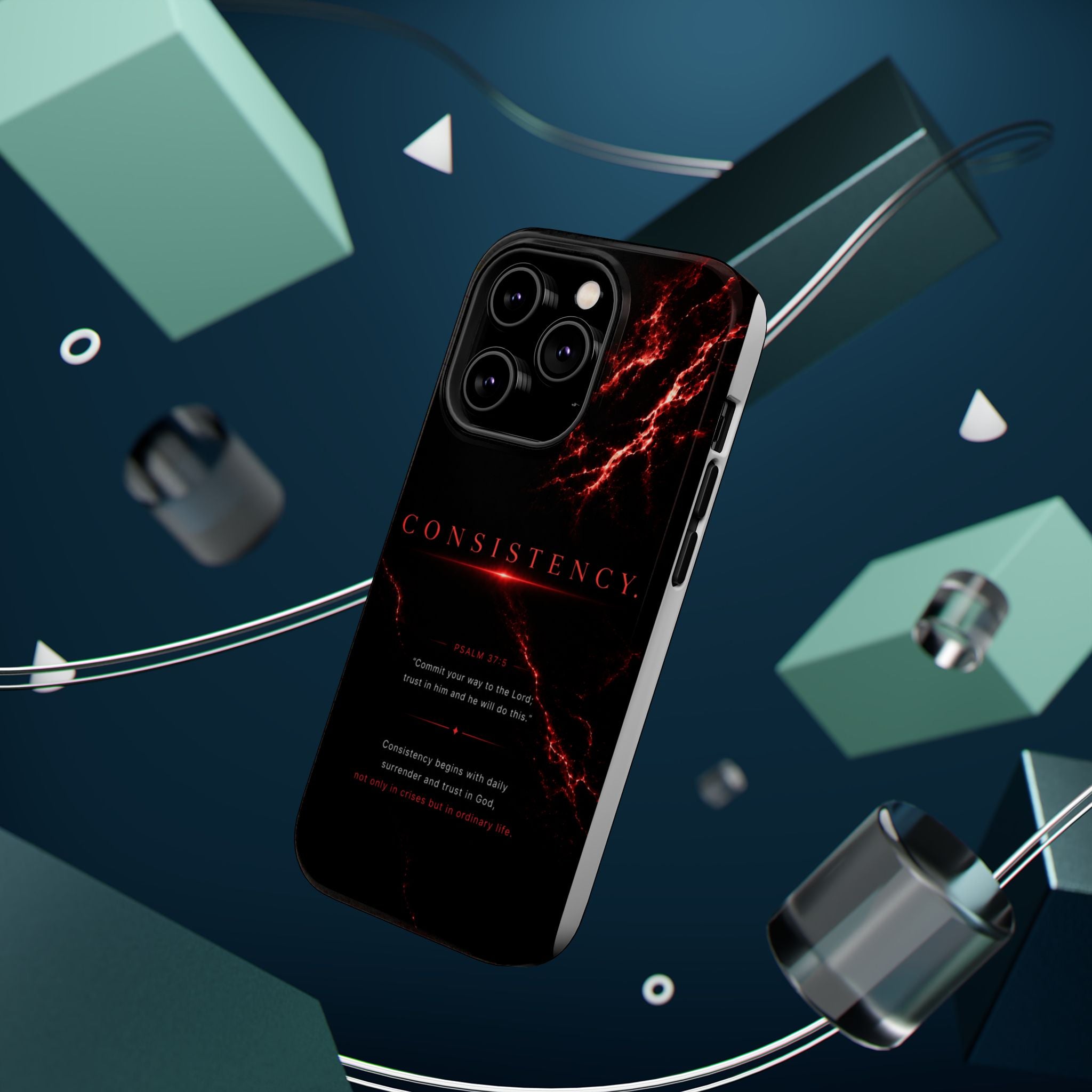 Phone Case for iPhone 17 / 16 / 15 / 14 Pro Max – Discipline | Black Marble Dark Red | MagSafe Compatible
