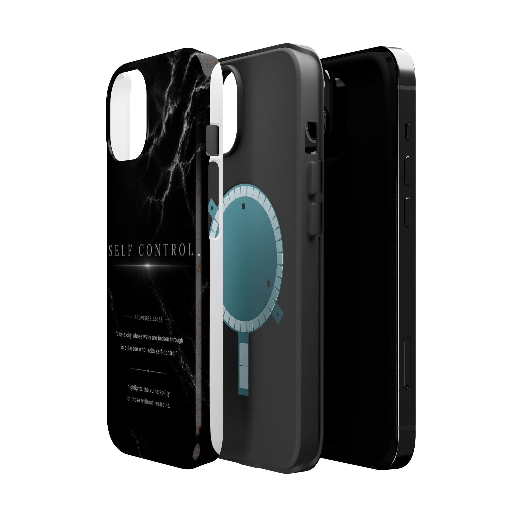 Phone Case for iPhone 17 / 16 / 15 / 14 Pro Max – Discipline | Black Marble Monochrome | MagSafe Compatible
