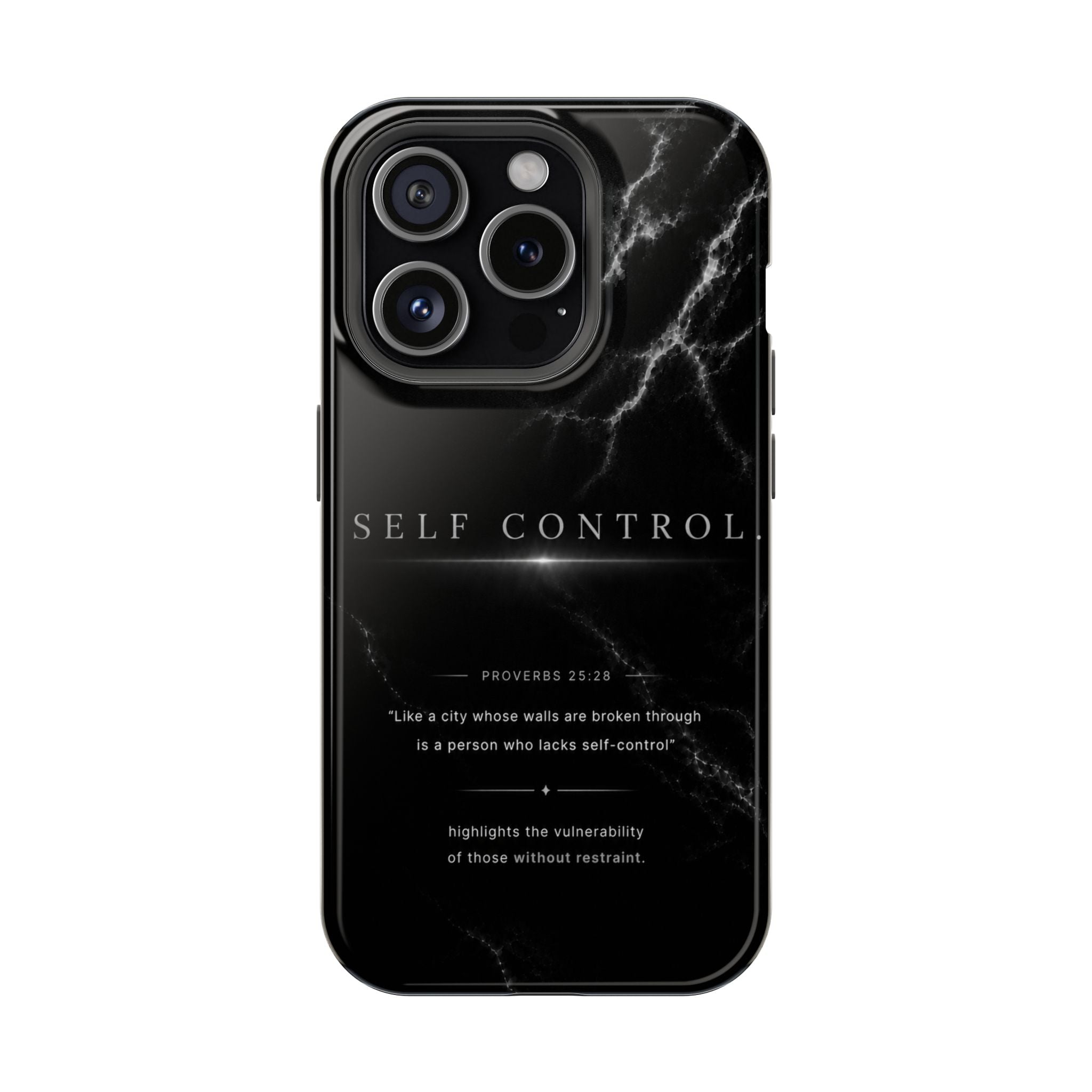 Phone Case for iPhone 17 / 16 / 15 / 14 Pro Max – Discipline | Black Marble Monochrome | MagSafe Compatible