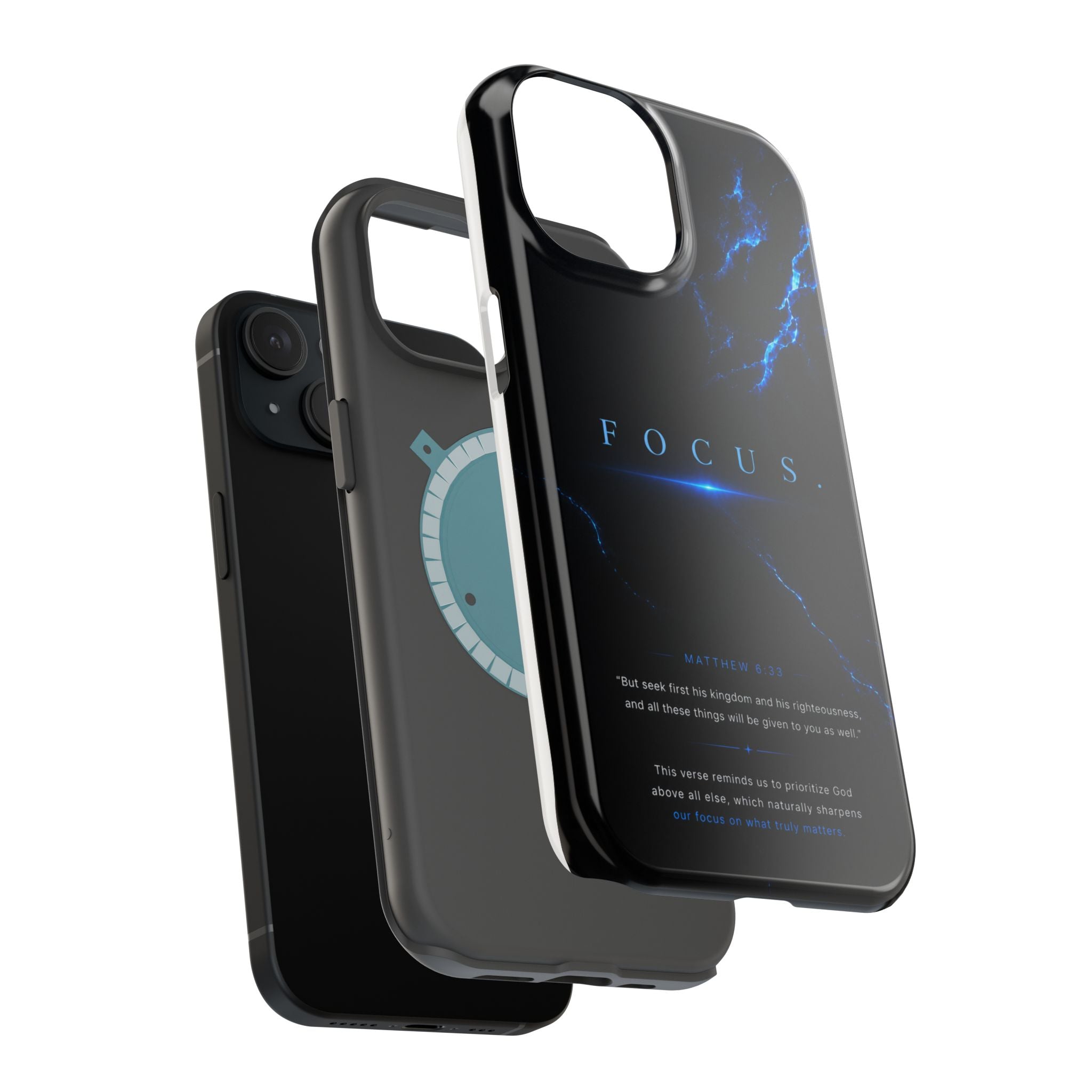 Phone Case for iPhone 17 / 16 / 15 / 14 Pro Max – Discipline | Black Marble Deep Blue | MagSafe Compatible