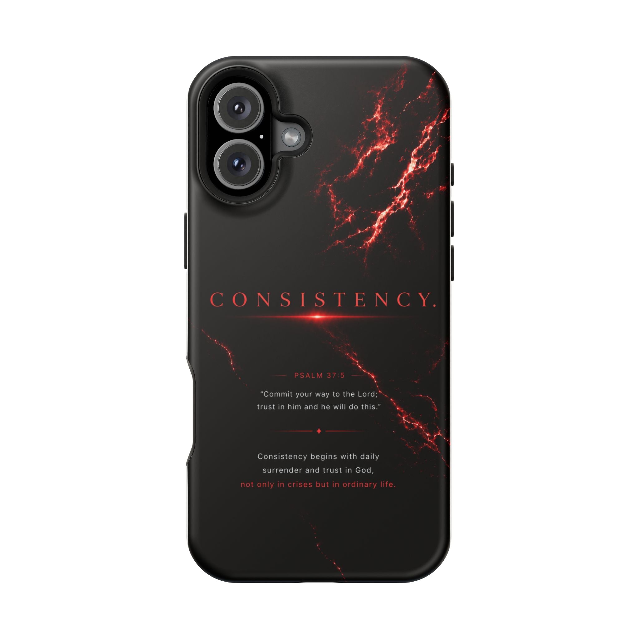 Phone Case for iPhone 17 / 16 / 15 / 14 Pro Max – Discipline | Black Marble Dark Red | MagSafe Compatible