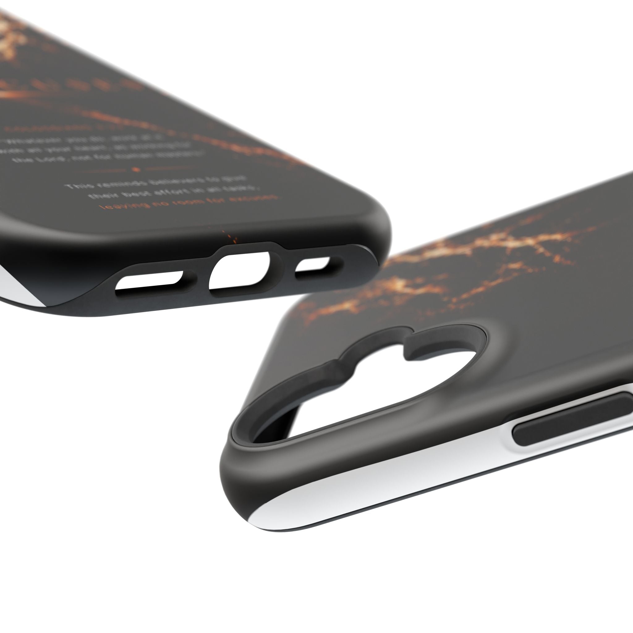 Phone Case for iPhone 17 / 16 / 15 / 14 Pro Max – Discipline | Black Marble Orange | MagSafe Compatible