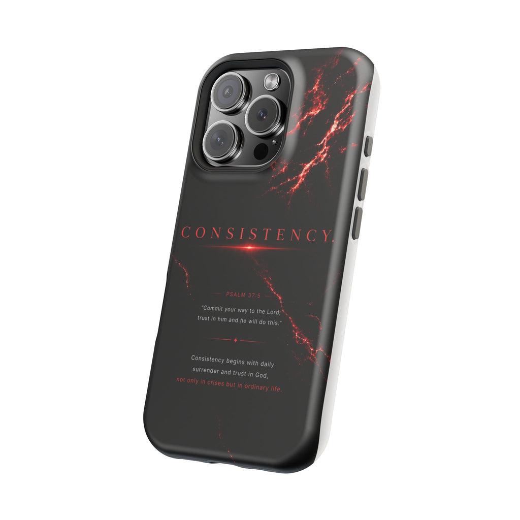 Phone Case for iPhone 17 / 16 / 15 / 14 Pro Max – Discipline | Black Marble Dark Red | MagSafe Compatible