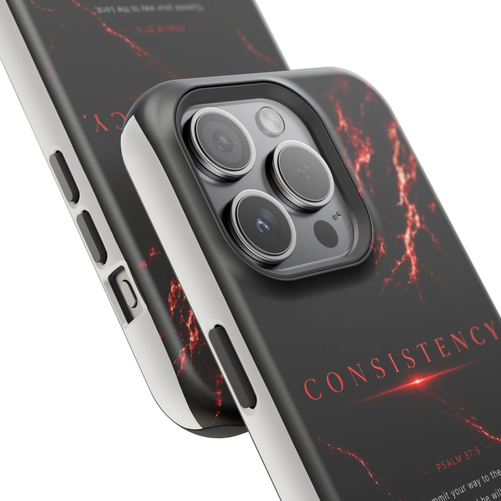 Phone Case for iPhone 17 / 16 / 15 / 14 Pro Max – Discipline | Black Marble Dark Red | MagSafe Compatible