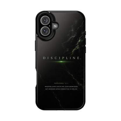 Phone Case for iPhone 17 / 16 / 15 / 14 Pro Max – Discipline | Black Marble Emerald Green | MagSafe Compatible