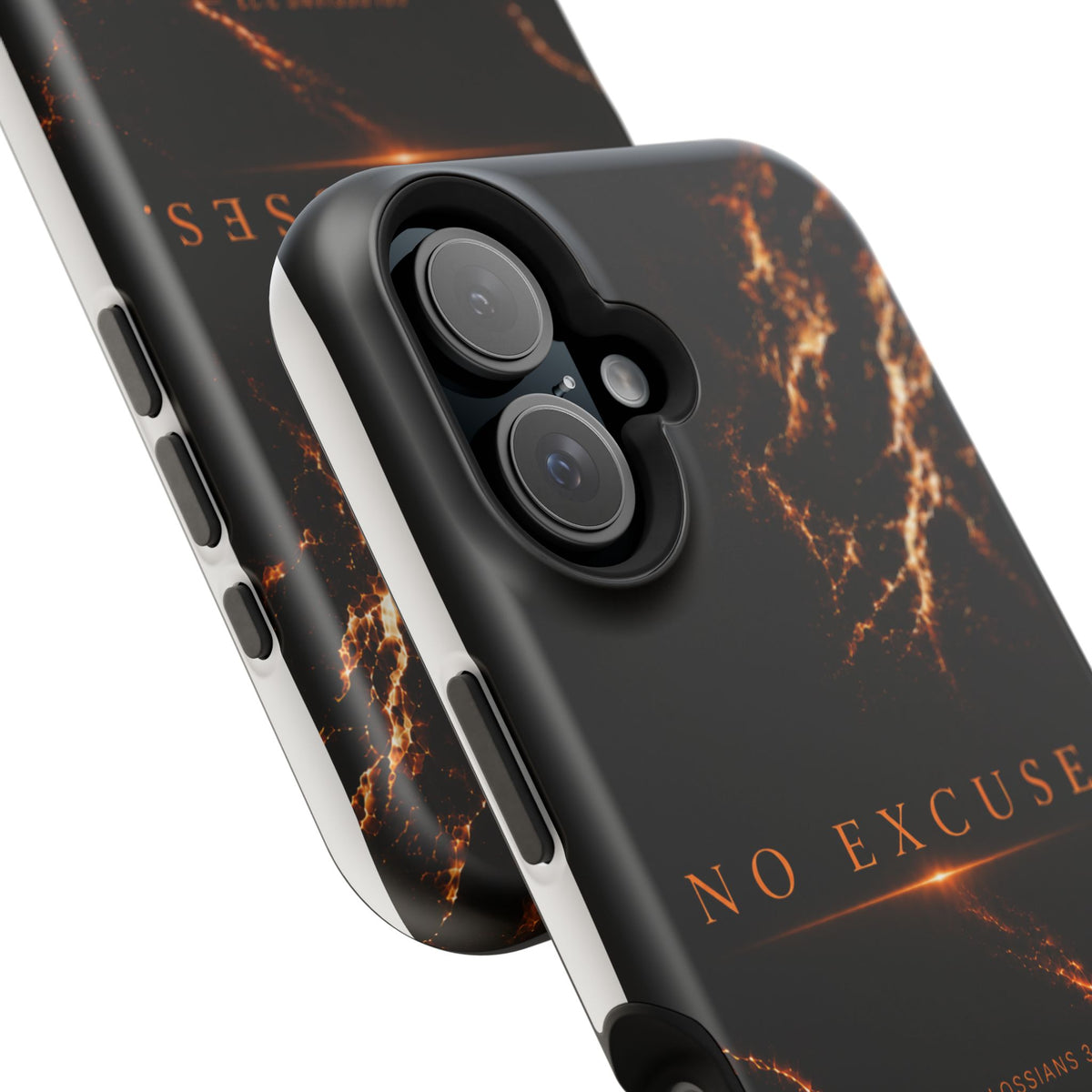 Phone Case for iPhone 17 / 16 / 15 / 14 Pro Max – Discipline | Black Marble Orange | MagSafe Compatible